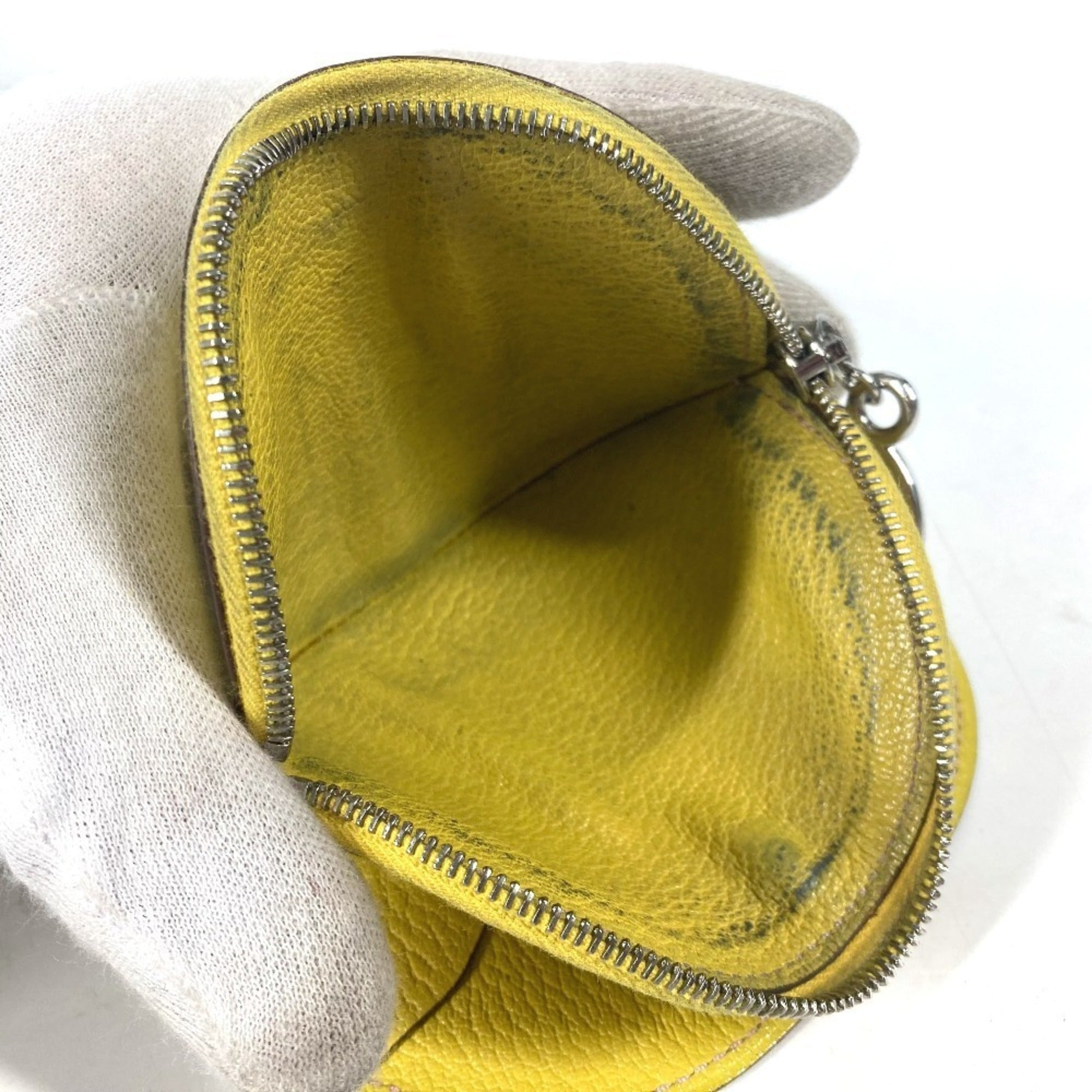 Hermes Yellow Chevre Leather Coin Purse/Coin Case (Pre-Owned)