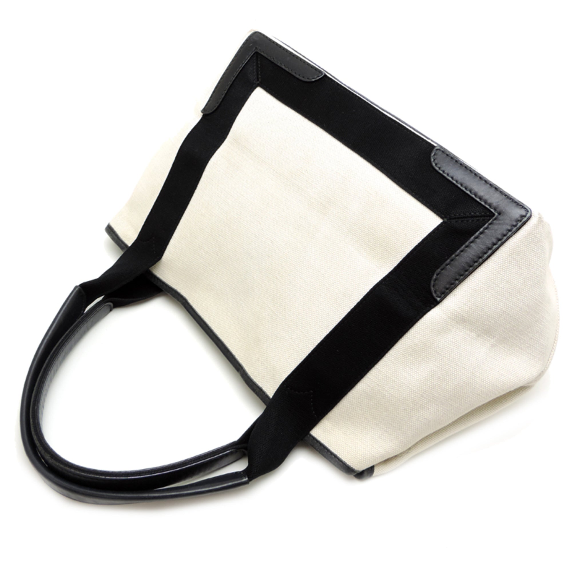 Balenciaga Black White Canvas Leather Handbag Pouch (Pre-Owned)
