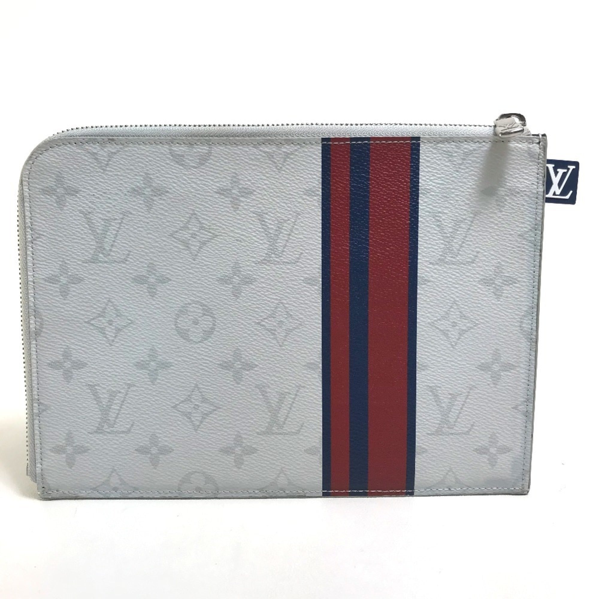 Louis Vuitton Blue Red Color White Monogram Clutch Bag Pochette (Pre-Owned)