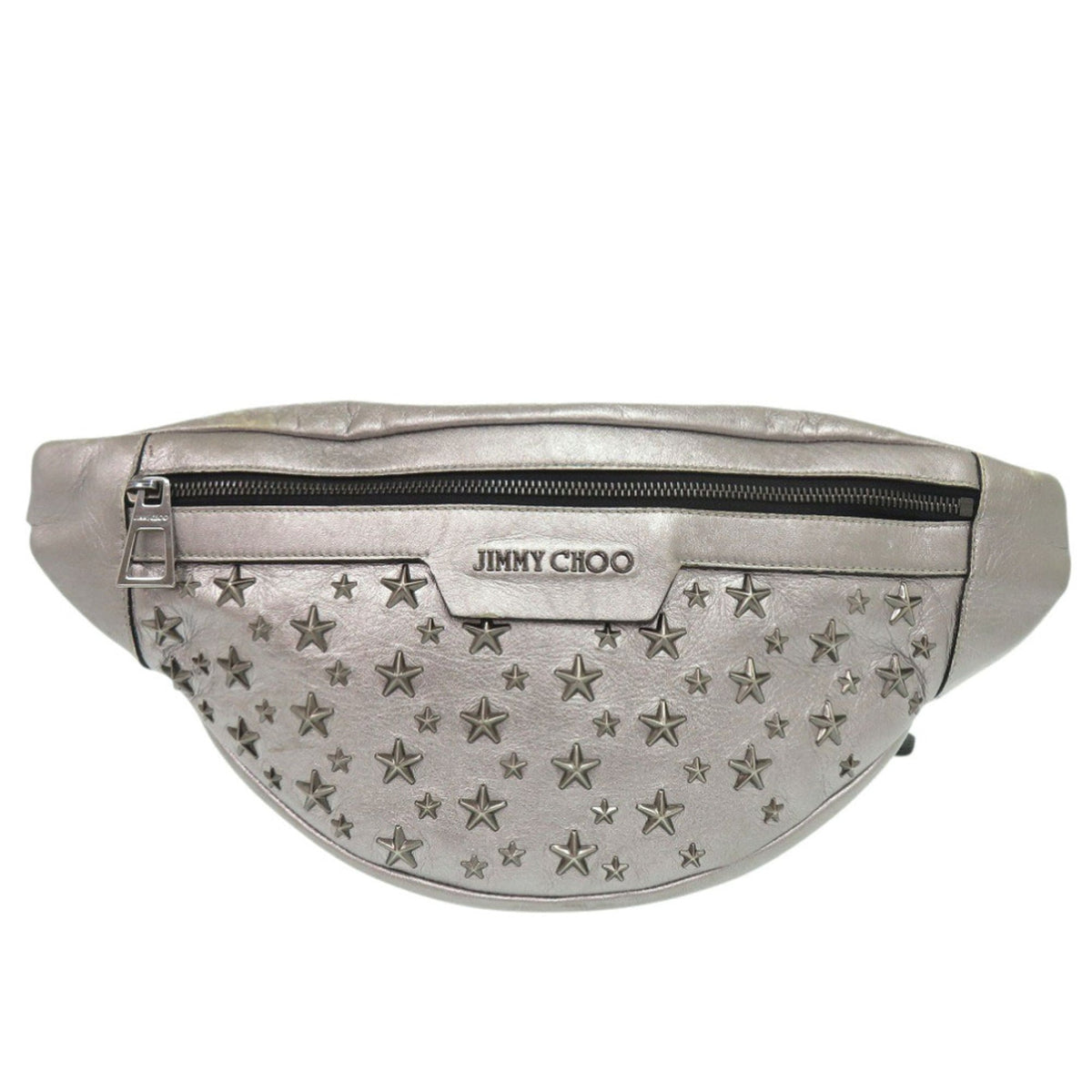 Jimmy Choo Black Silver Leather Fanny Pack (Pre-Owned)