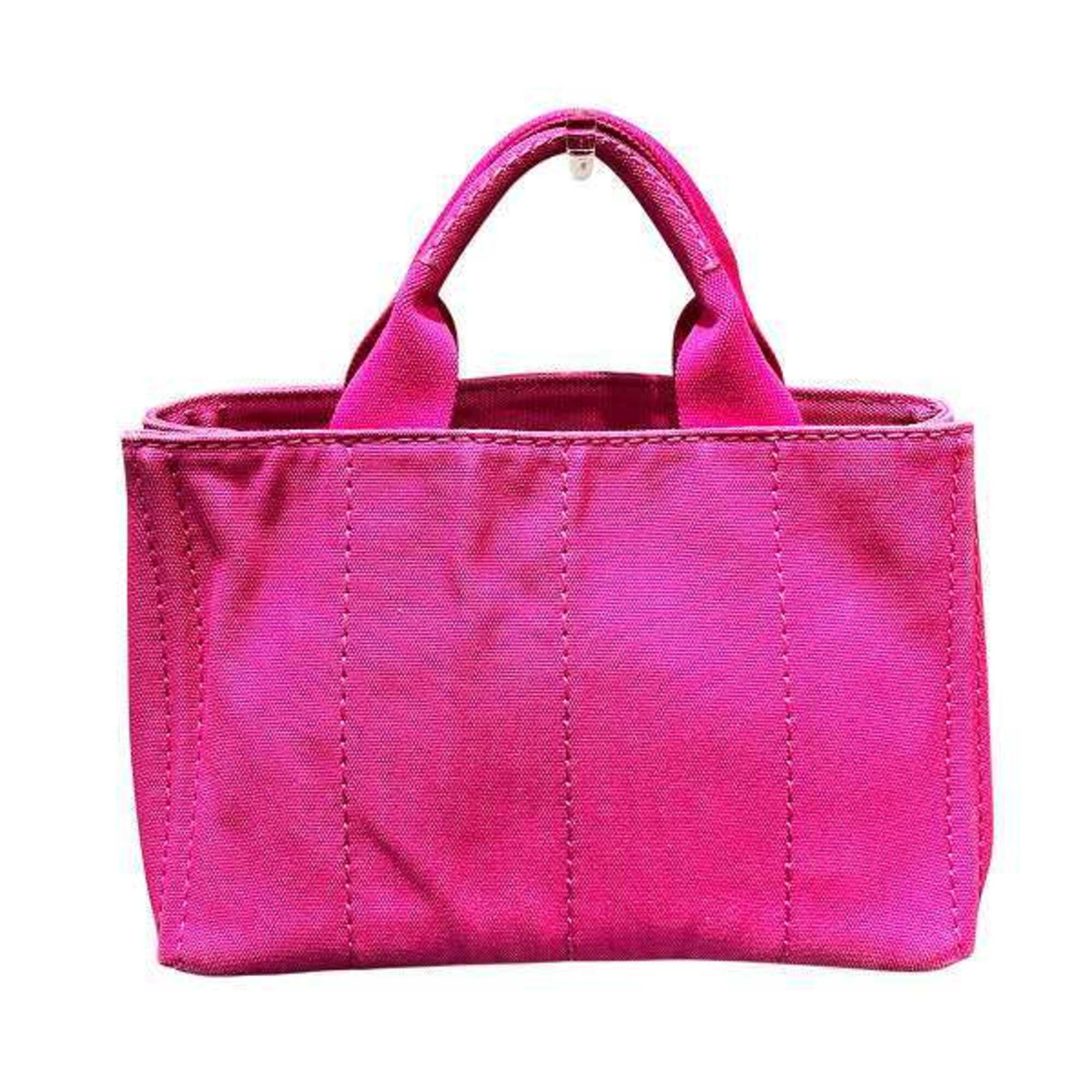 Prada Canapa Pink Canvas Handbag Tote Bag (Pre-Owned)