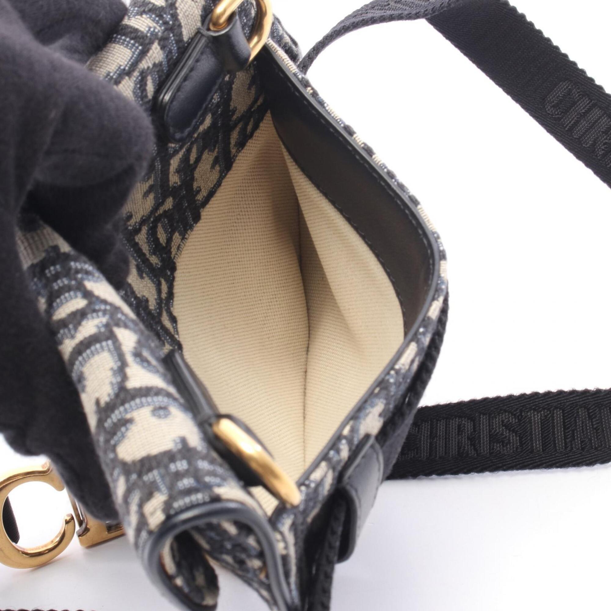 Christian Dior Beige Navy Canvas Leather Fanny Pack Handbag Saddle Bag (Pre-Owned)