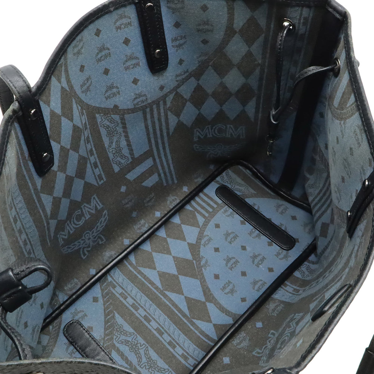 Mcm Black Blue Canvas Pouch Shoulder Bag Tote Bag (Pre-Owned)