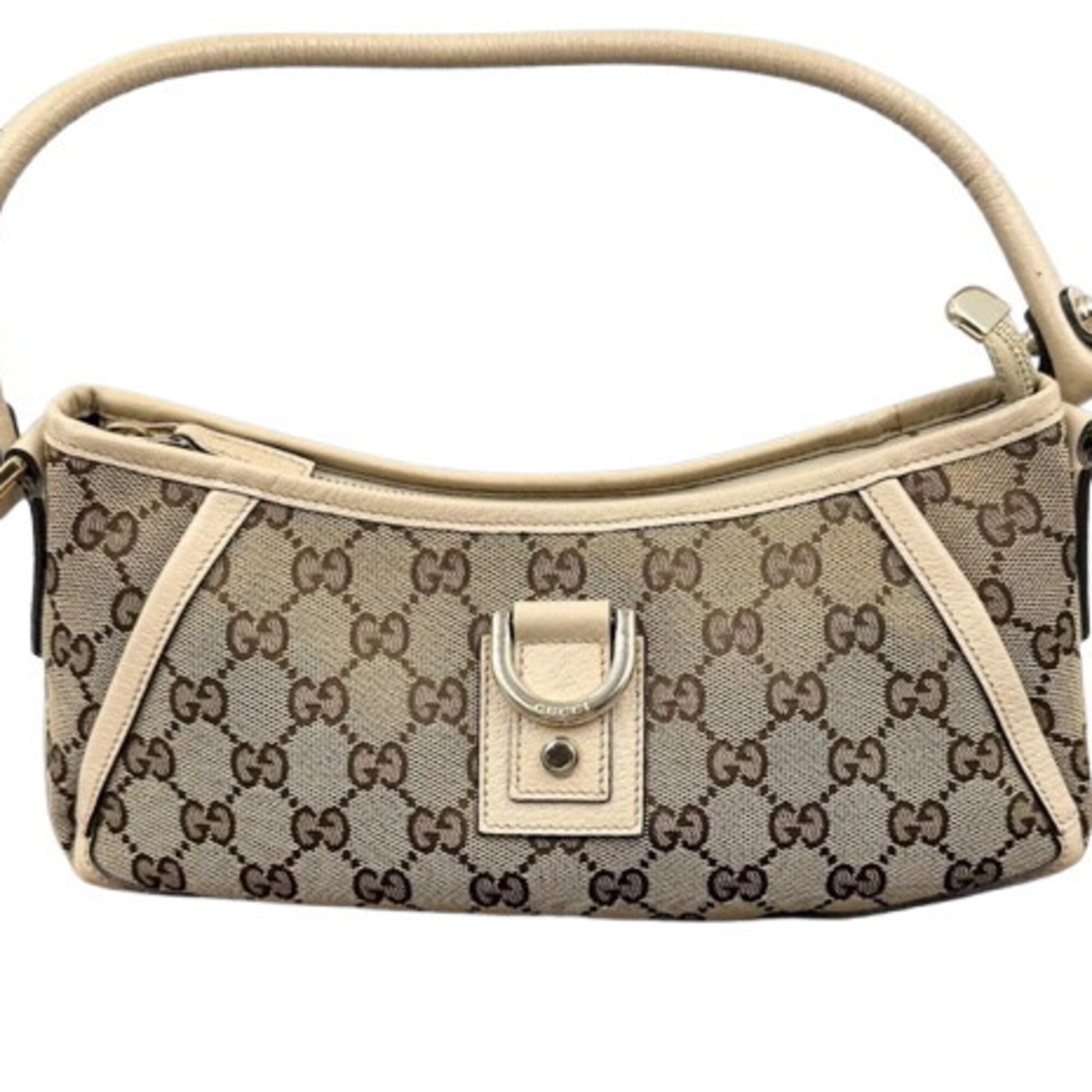 Gucci Abbey Beige Canvas Shoulder Bag (Pre-Owned)