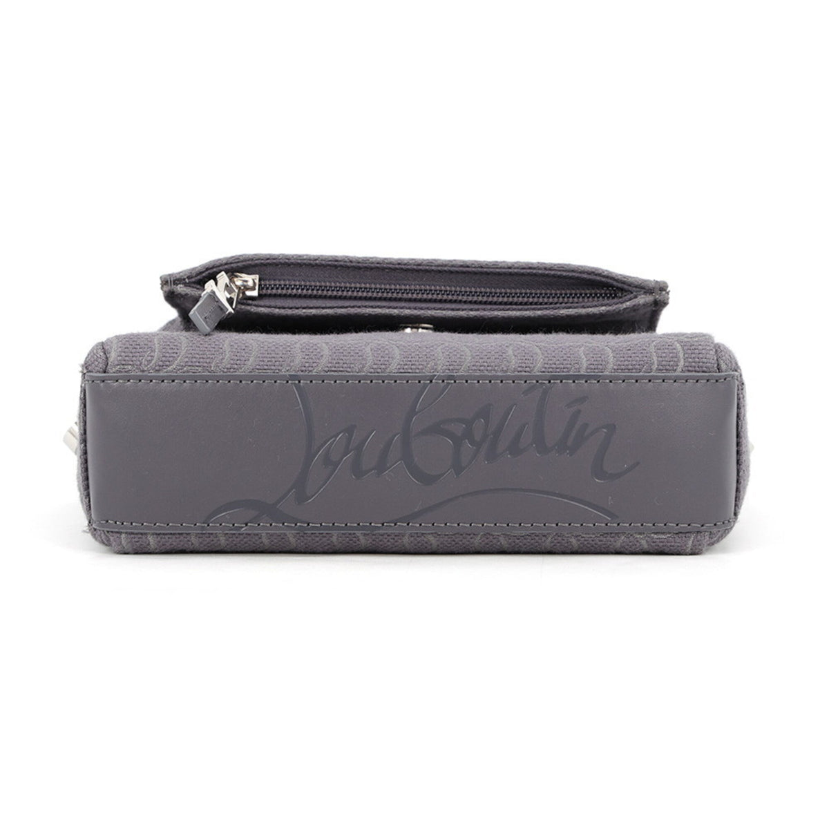 Christian Louboutin Gray Canvas Leather Shoulder Bag (Pre-Owned)