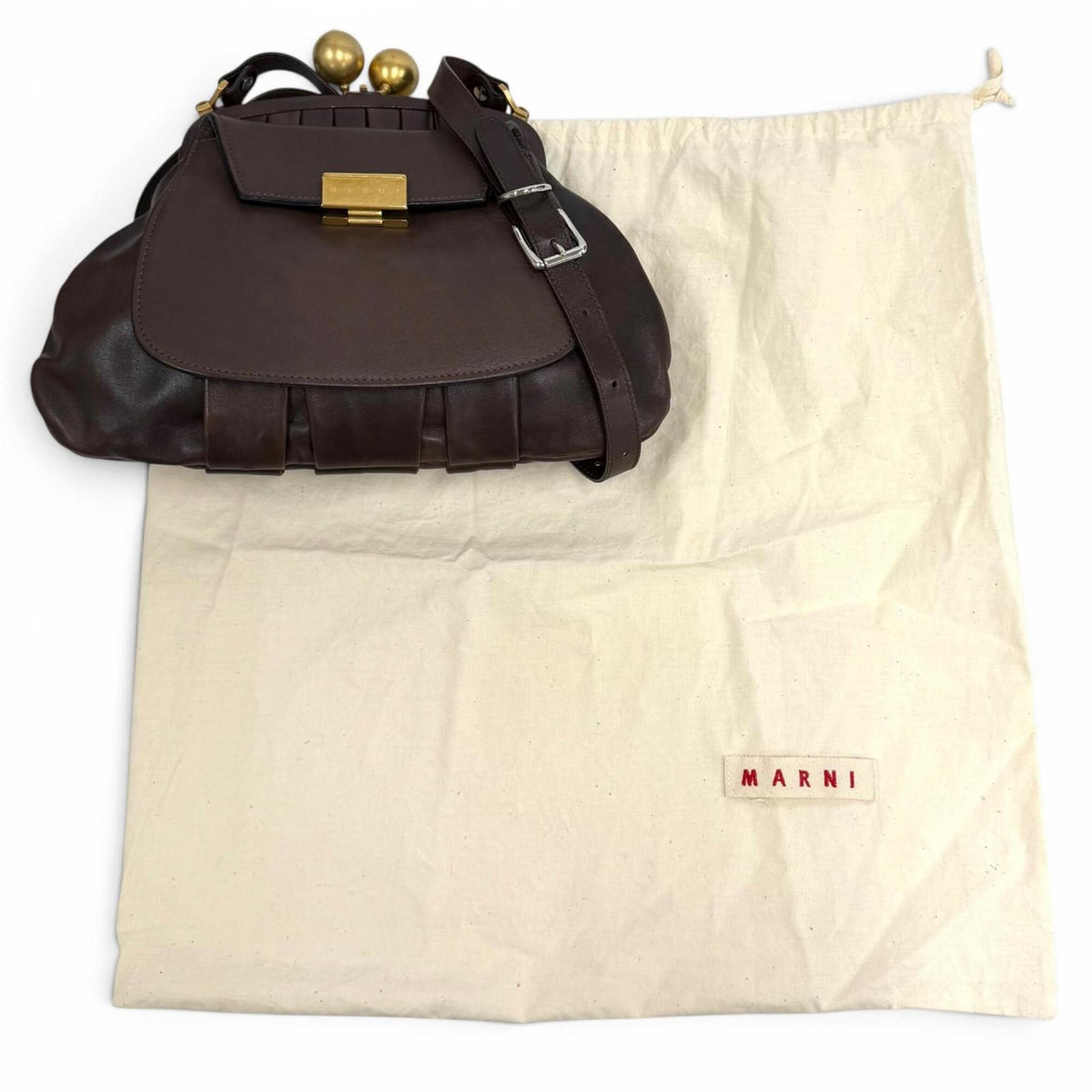 Marni Brown Leather Shoulder Bag (Pre-Owned)