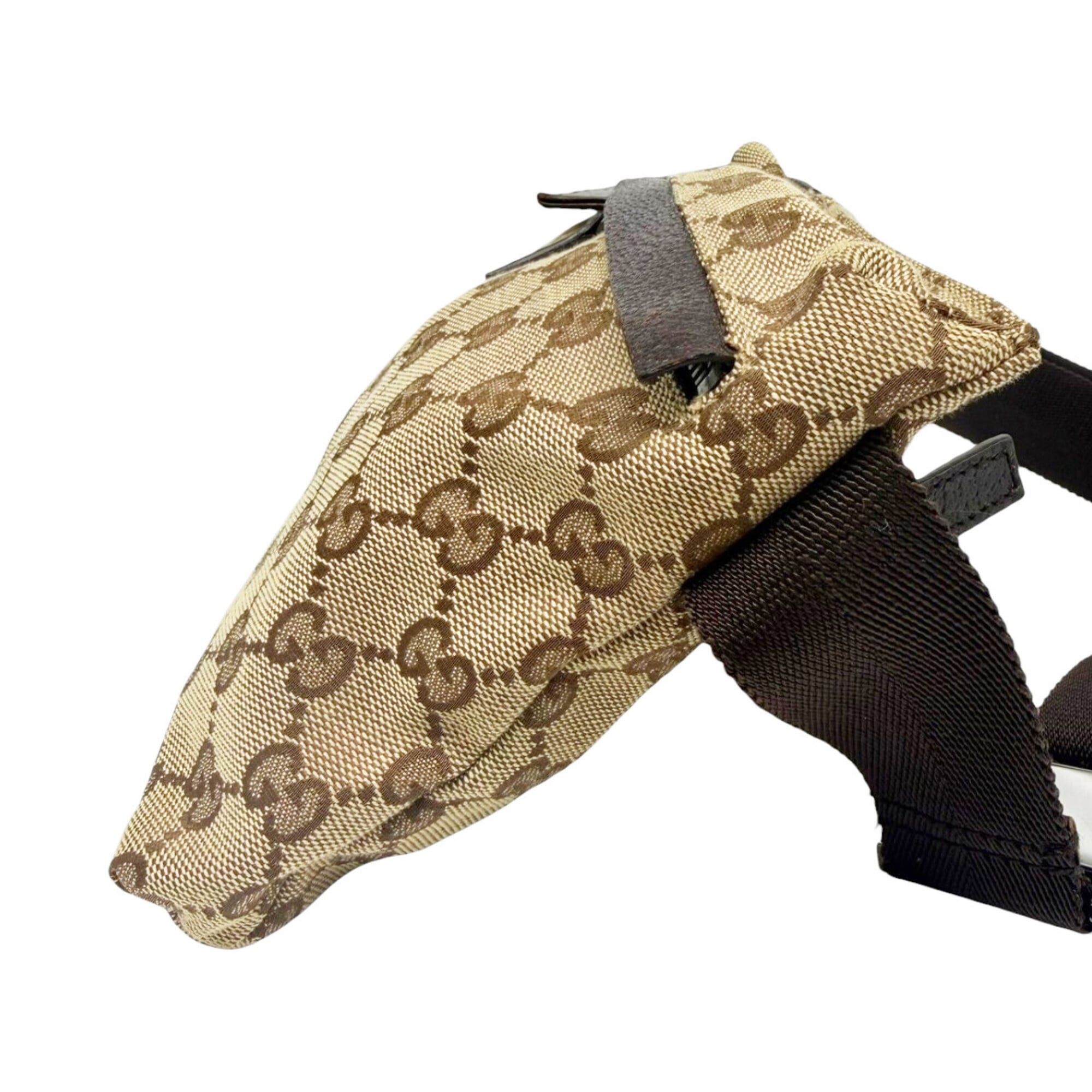 Gucci Beige Dark Brown Canvas Leather Fanny Pack (Pre-Owned)