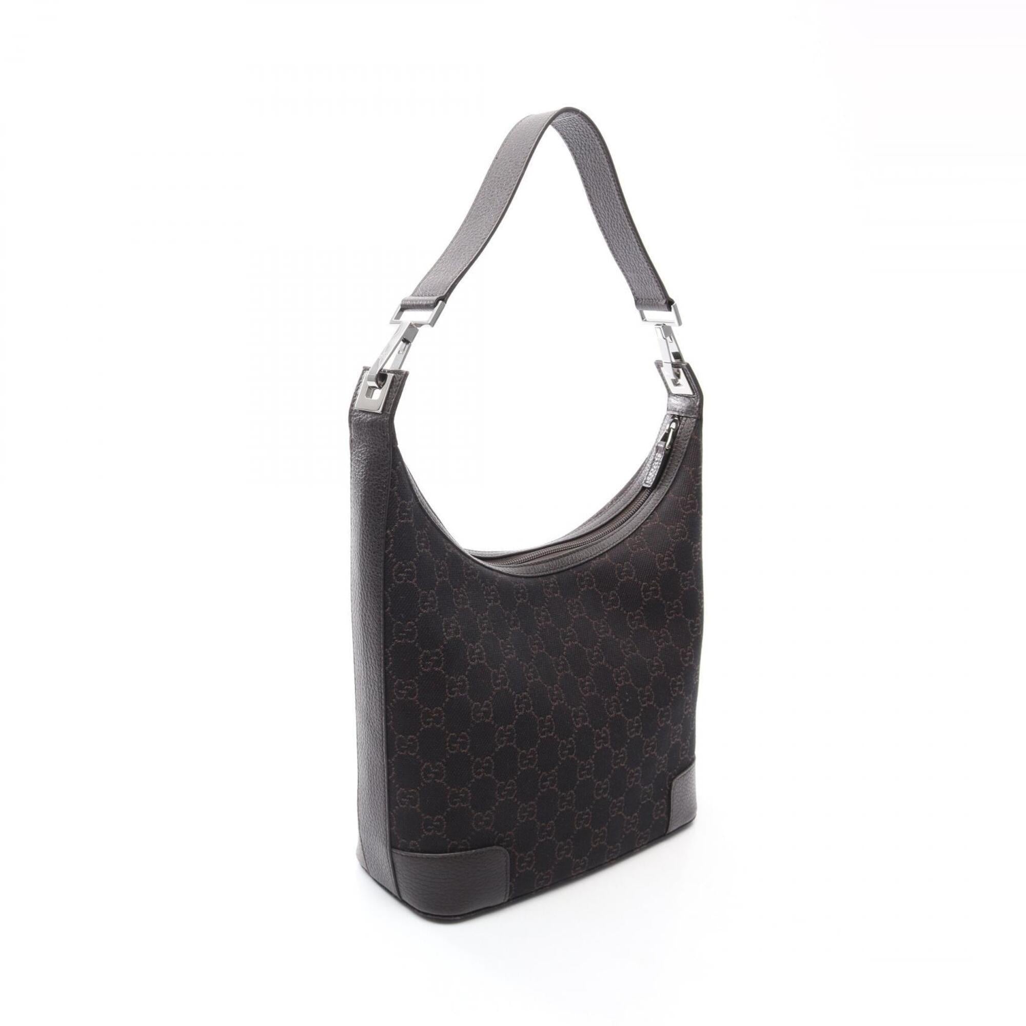 Gucci Brown Canvas Leather Handbag Shoulder Bag (Pre-Owned)
