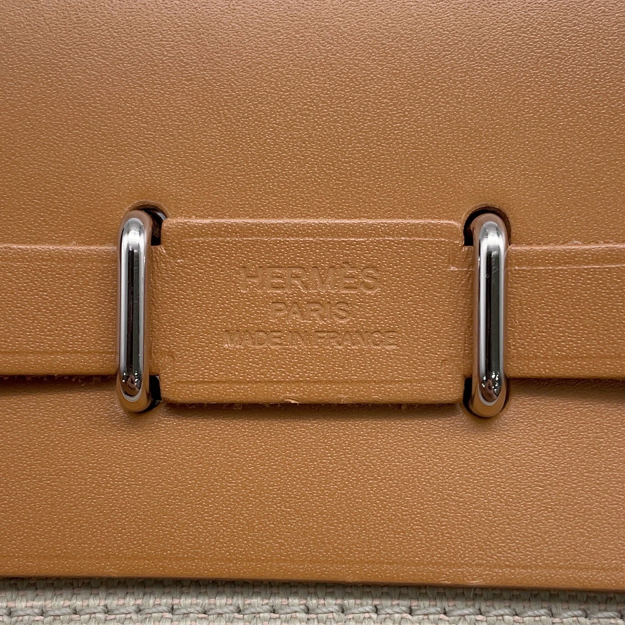 Hermes Ivory Natural Sable Toile H Leather Shoulder Bag (Pre-Owned)
