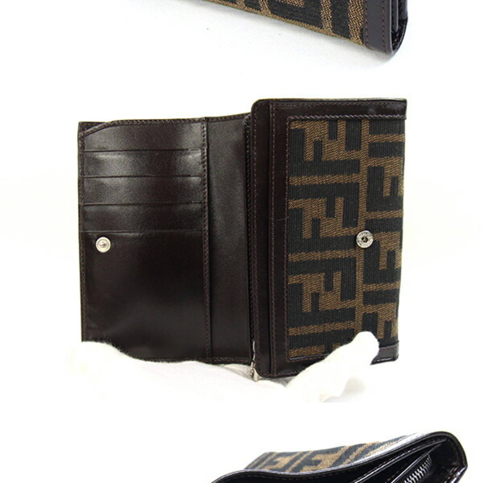Fendi Zucca Brown Jacquard Leather Wallet (Bi-Fold) (Pre-Owned)