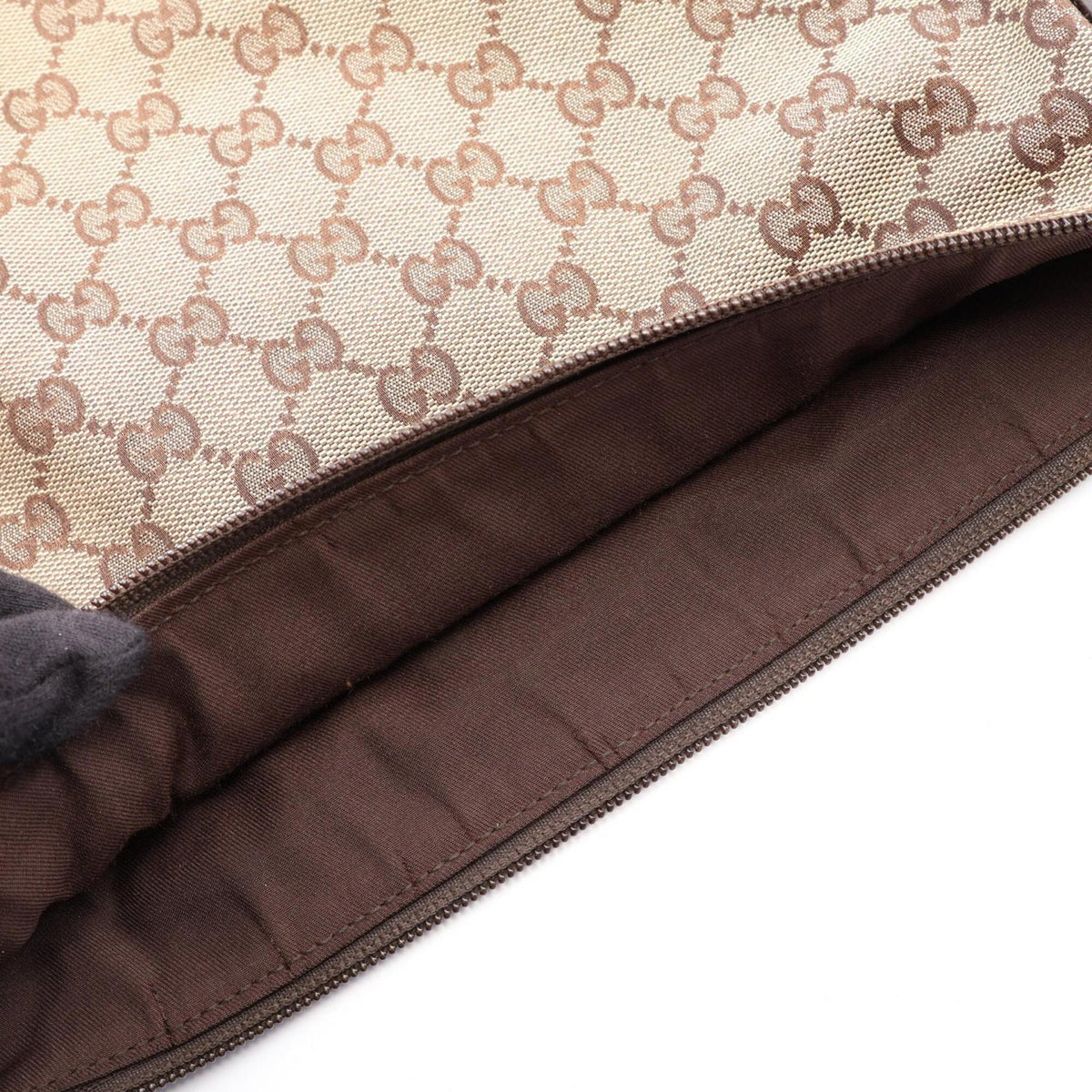 Gucci Beige Brown Canvas Leather Handbag Shoulder Bag (Pre-Owned)