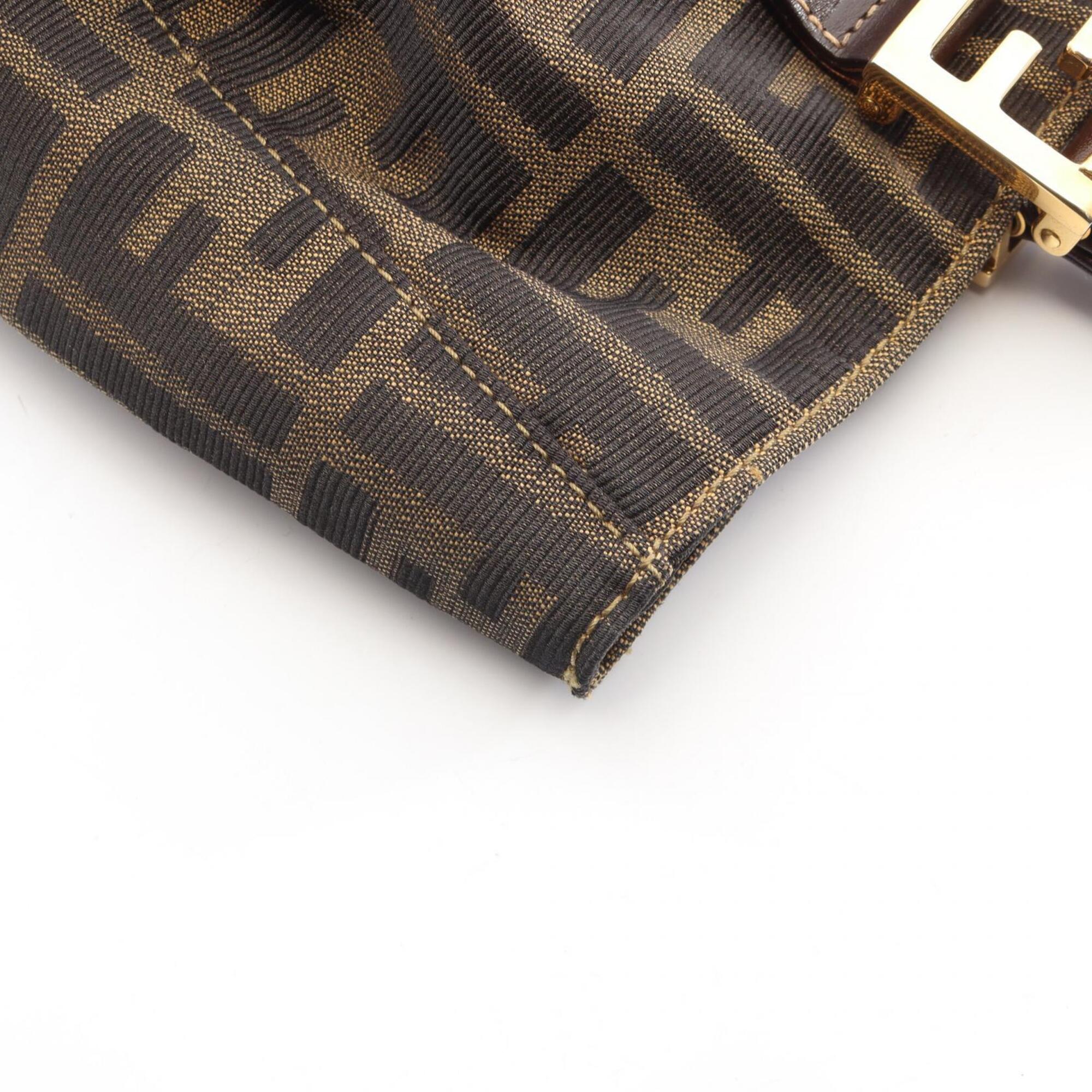 Fendi Brown Canvas Leather Handbag Tote Bag (Pre-Owned)