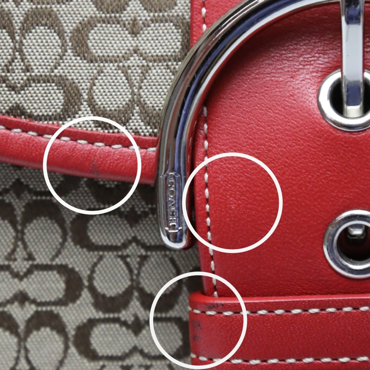 Coach Brown Red Color Canvas Shoulder Bag (Pre-Owned)
