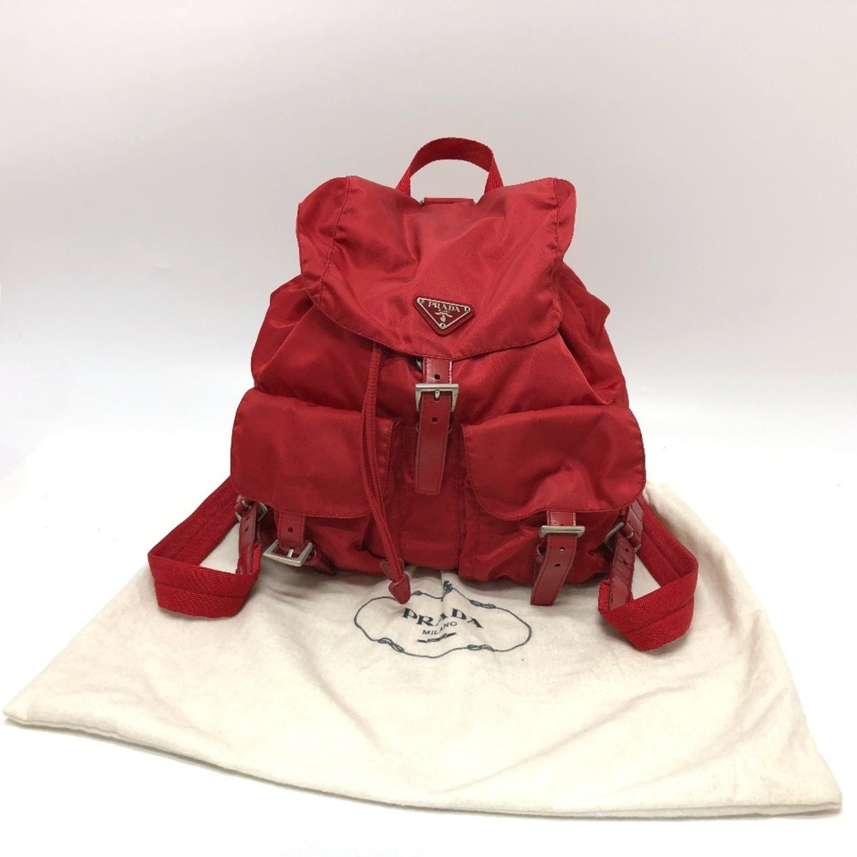 Prada Red Color Nylon Backpack (Pre-Owned)
