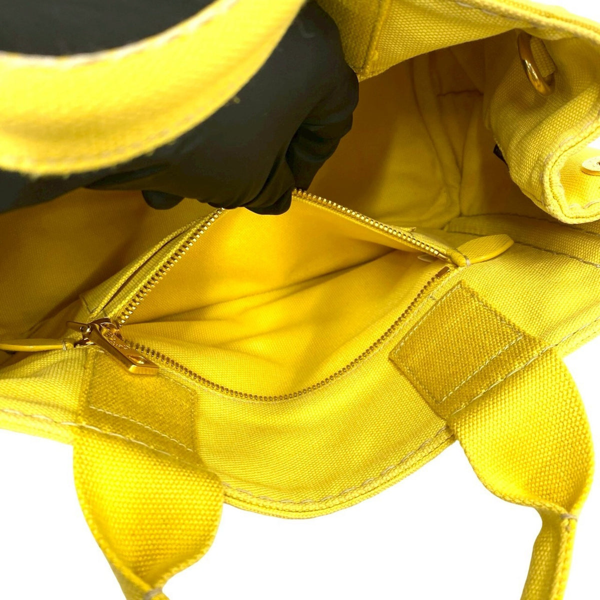 Prada Yellow Canvas Handbag Shoulder Bag Tote Bag (Pre-Owned)