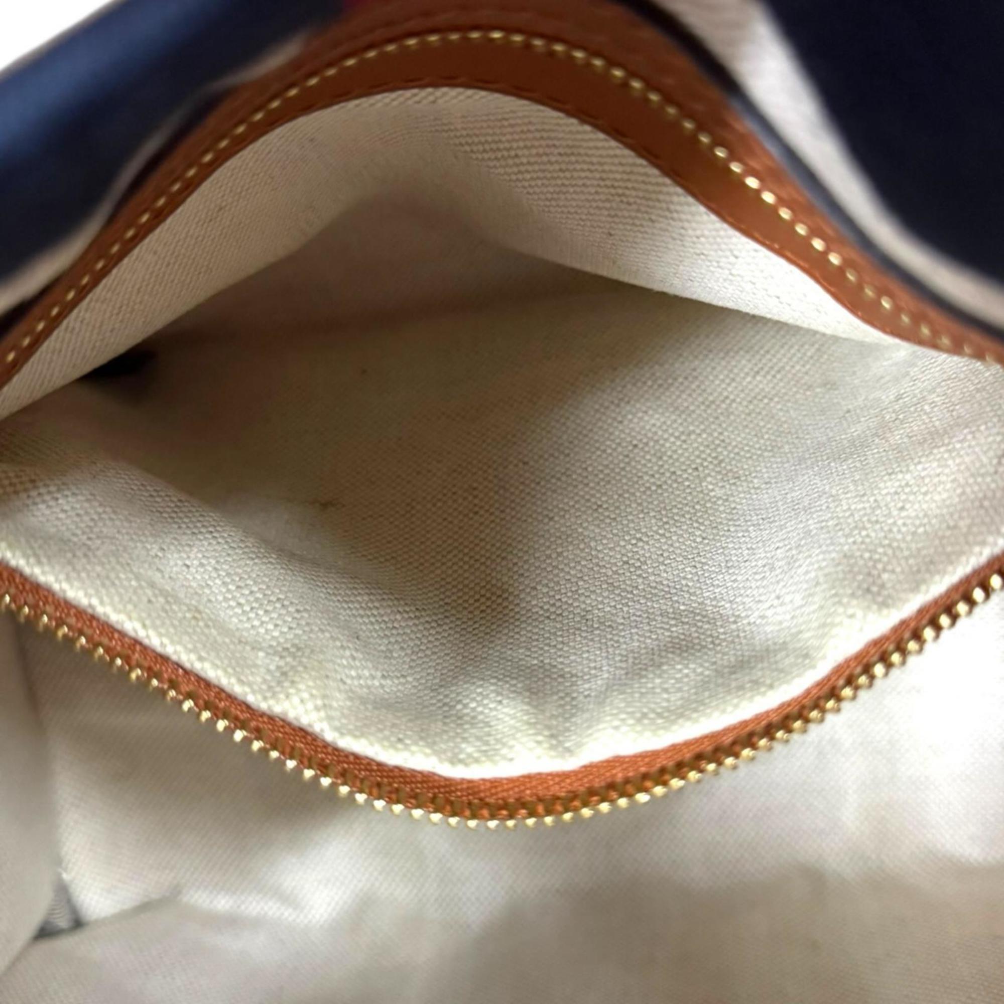 Gucci Navy Red Color White Canvas Shoulder Bag (Pre-Owned)