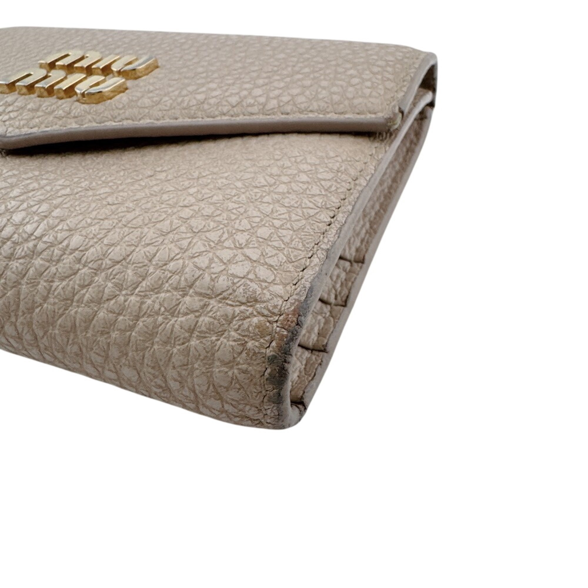 Miu Miu Beige Pink Leather Wallet (Tri-Fold) (Pre-Owned)