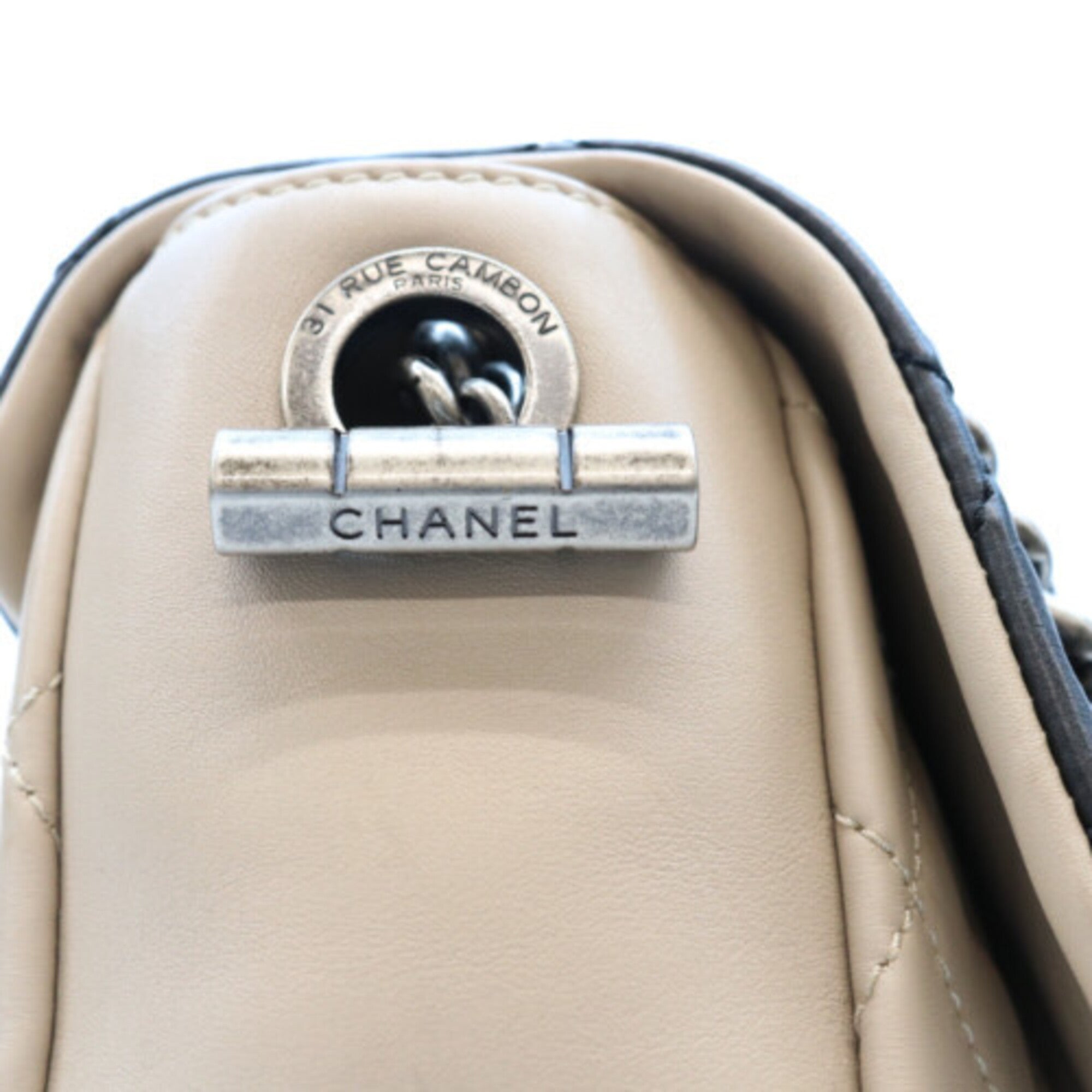 Chanel Black Ivory Leather Shoulder Bag (Pre-Owned)