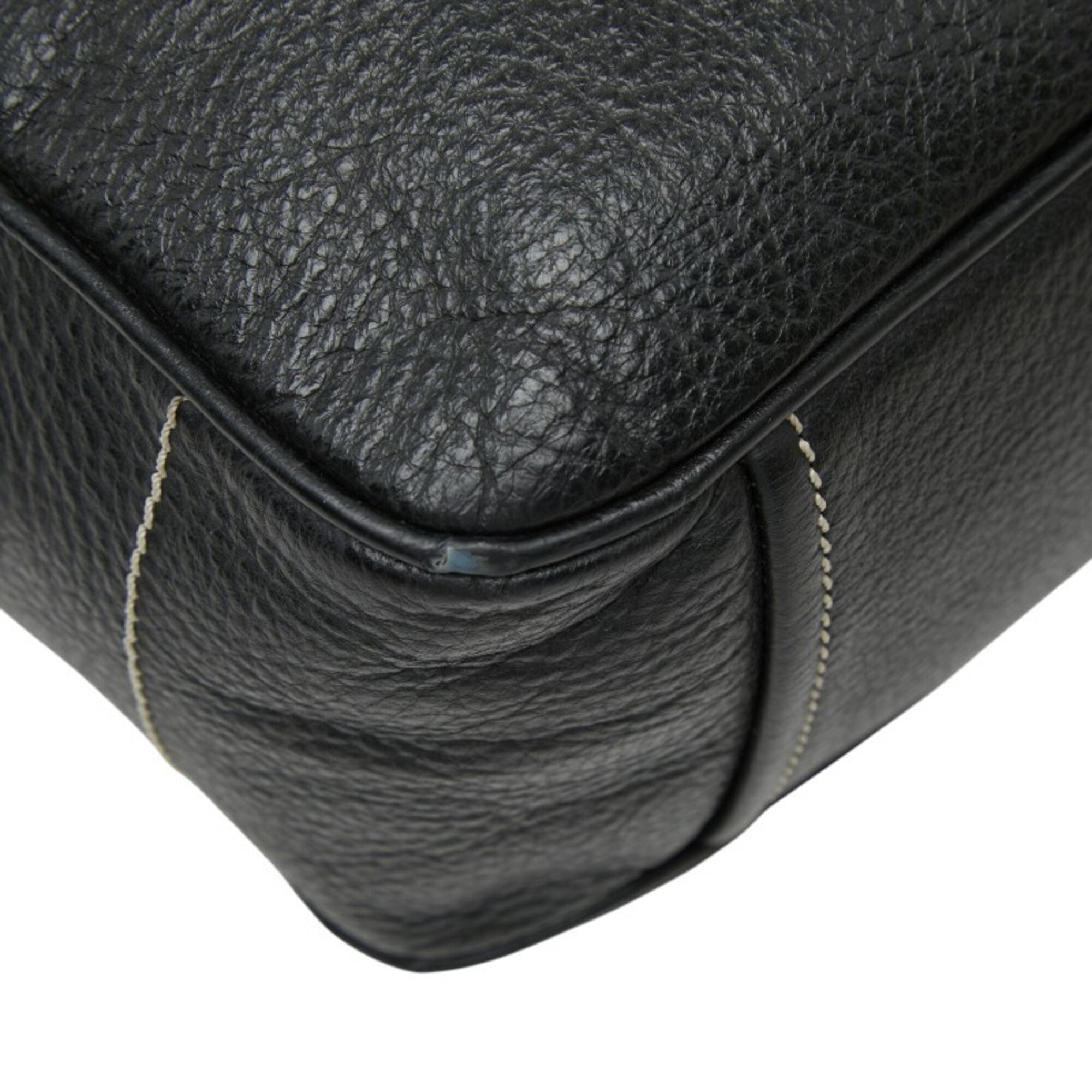 Prada Black Leather Boston Bag Handbag (Pre-Owned)