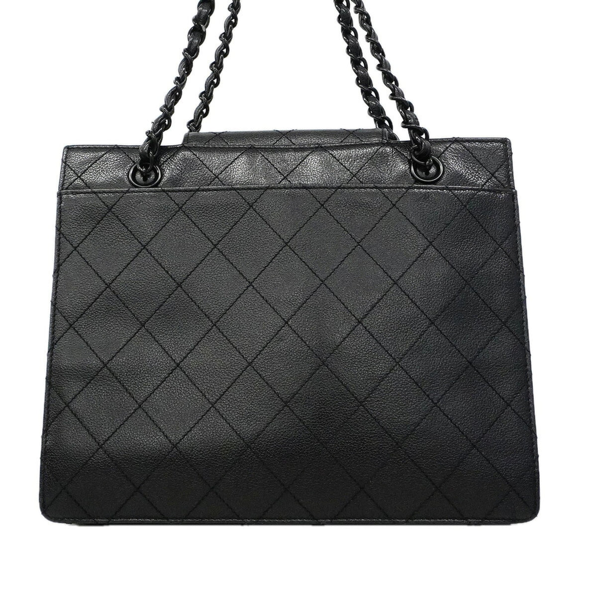 Chanel Black Grained Calfskin Tote Bag (Pre-Owned)