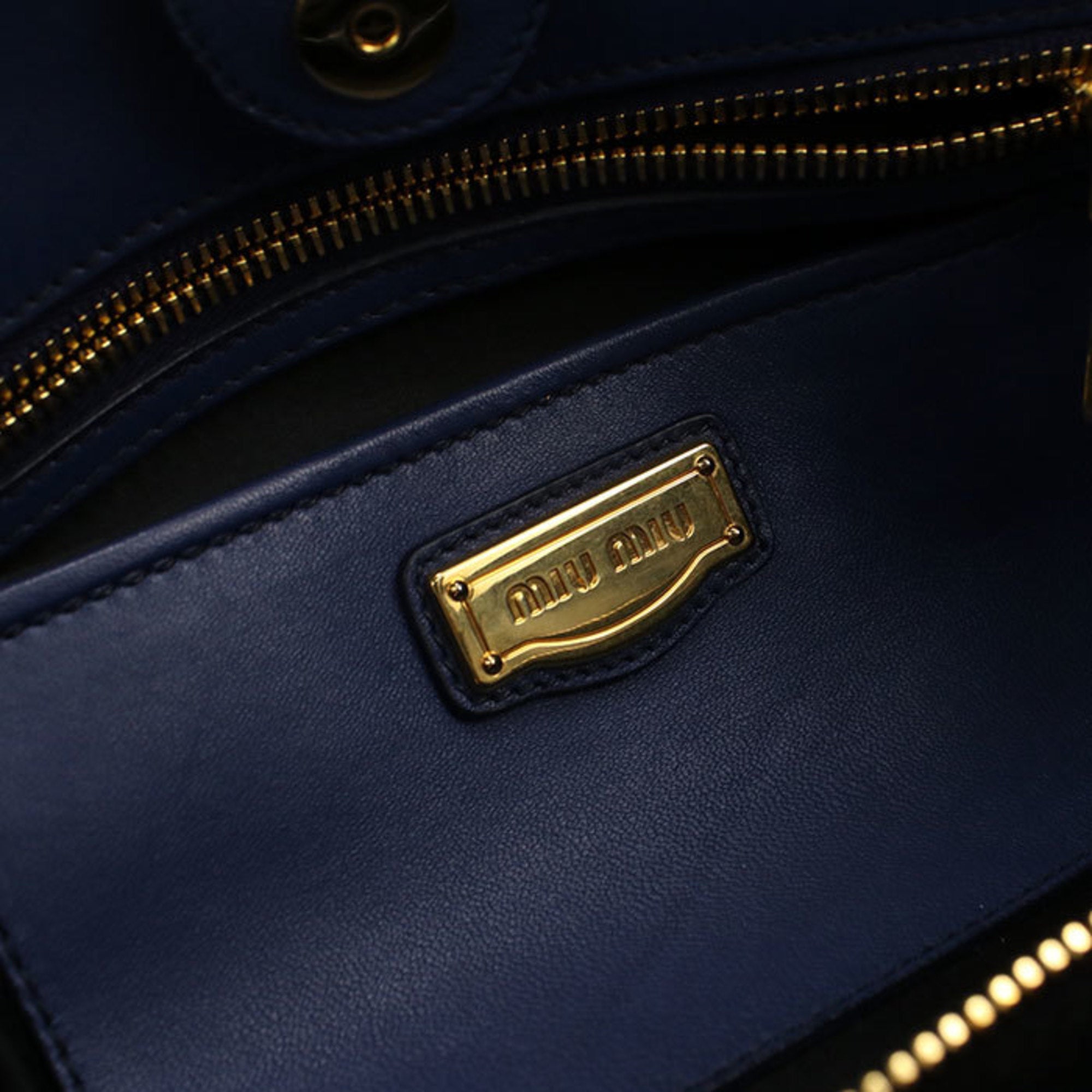 Miu Miu Blue Leather Tote Bag (Pre-Owned)