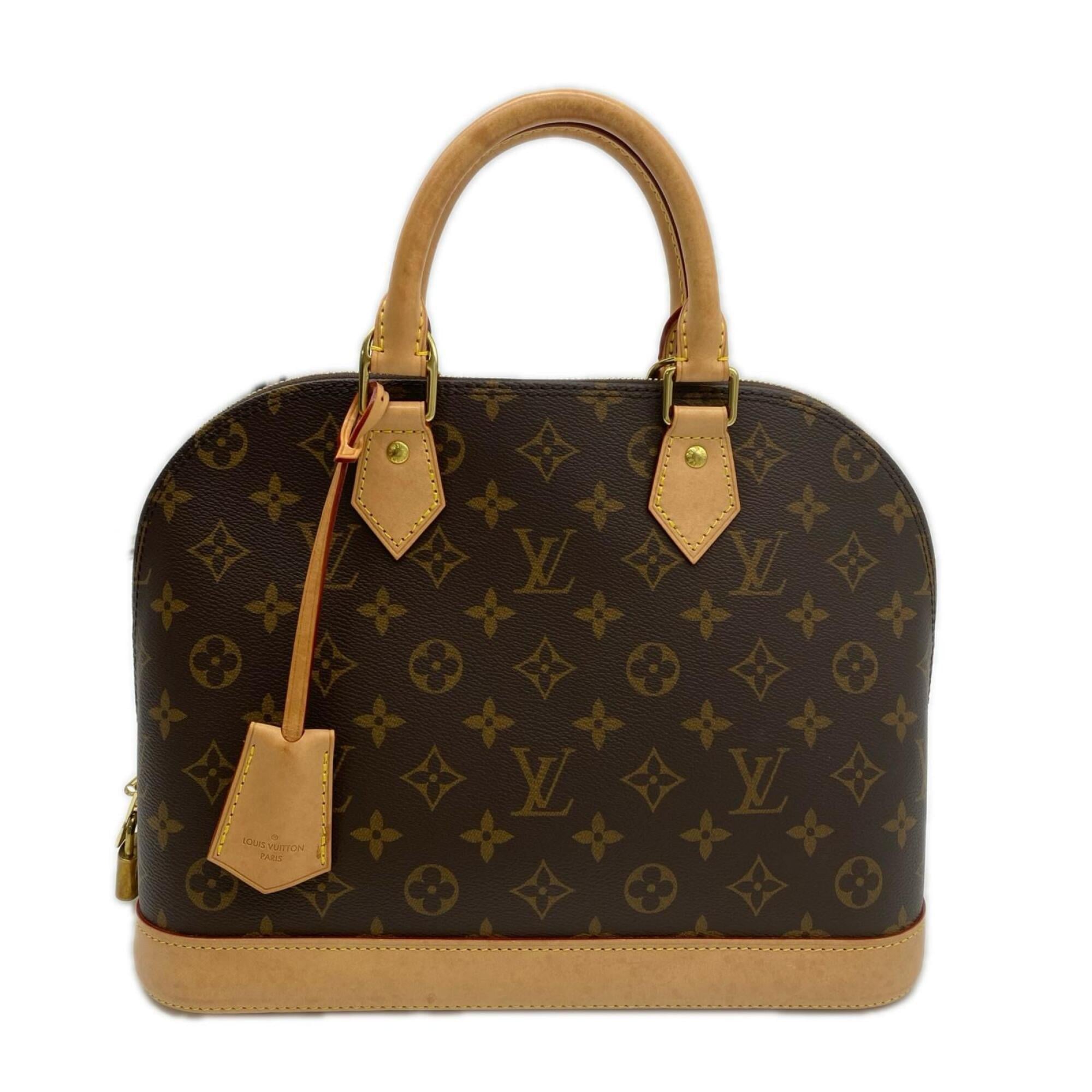 Louis Vuitton Beige Brown Coated Canvas Leather Handbag (Pre-Owned)