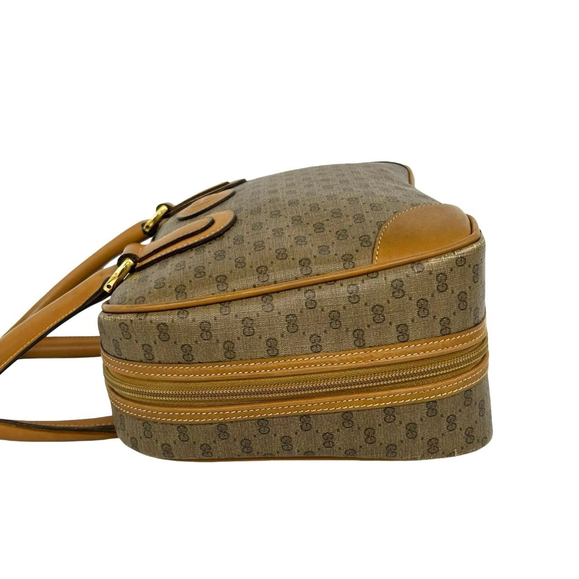 Gucci Brown Leather Pvc Boston Bag Handbag (Pre-Owned)