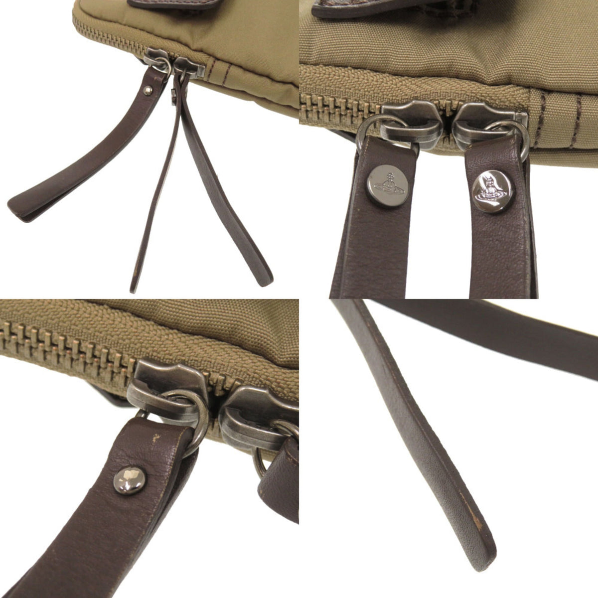 Vivienne Westwood Khaki Nylon Leather Clutch Bag (Pre-Owned)