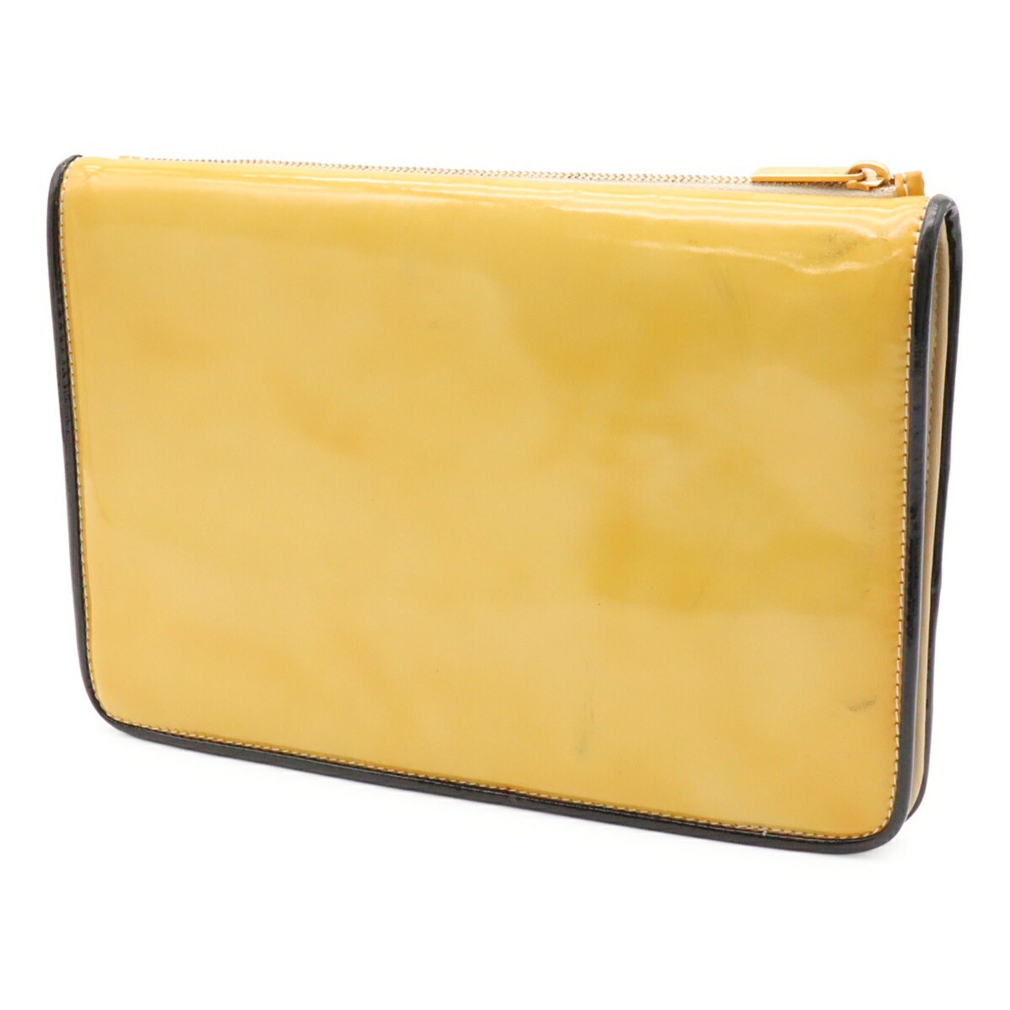 Chanel Black Multi-Color Yellow Patent Leather Clutch Bag (Pre-Owned)