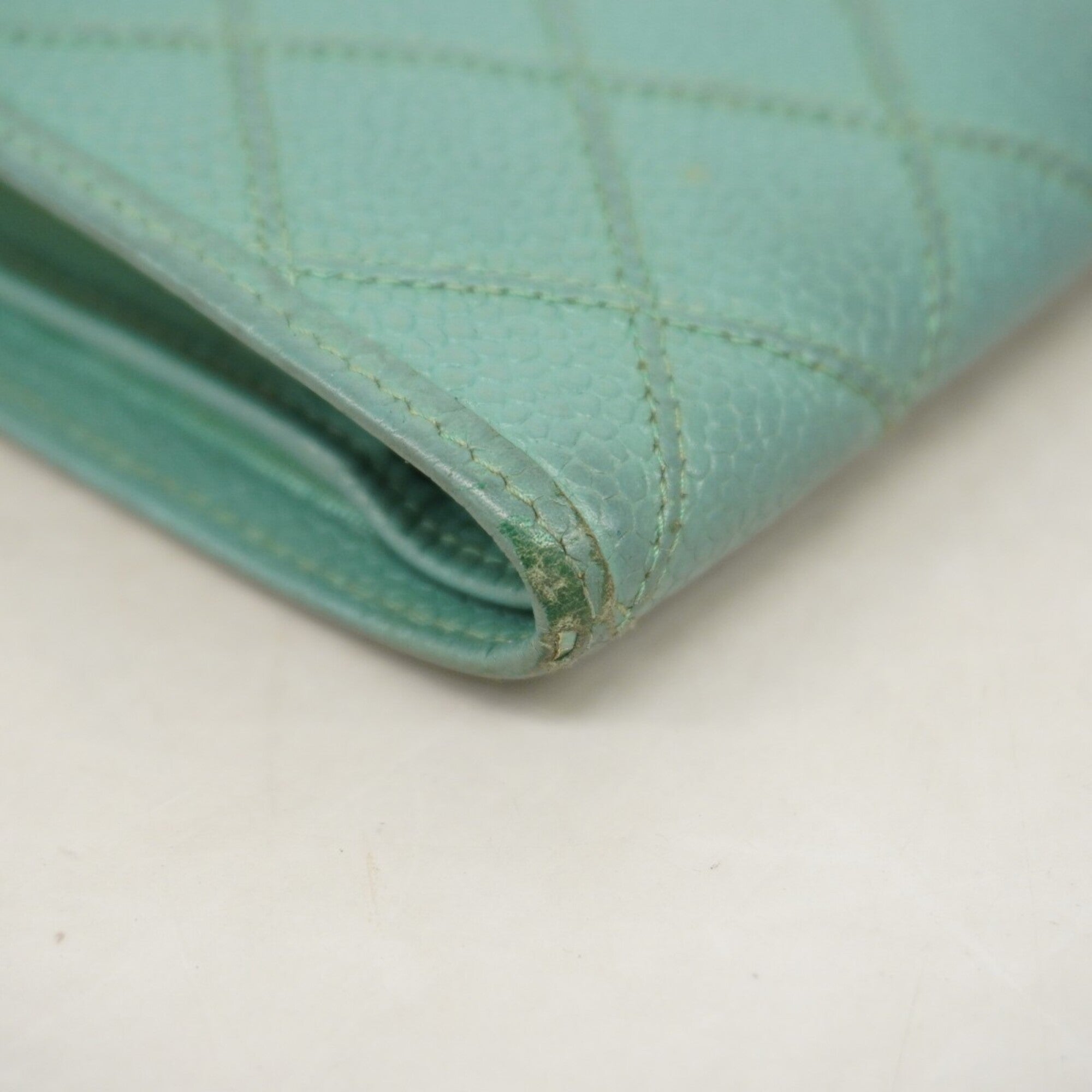 Chanel Green Grained Calfskin Long Wallet (Bi-Fold) (Pre-Owned)