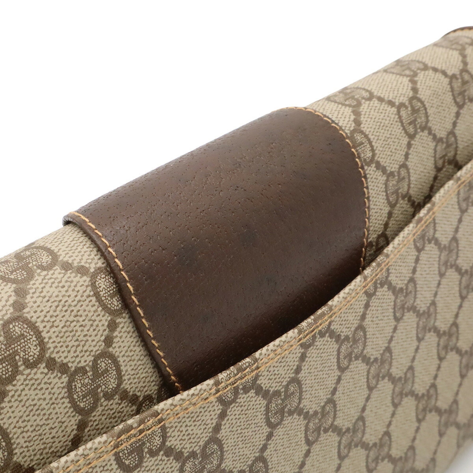 Gucci Gg Plus Beige Brown Coated Canvas Leather Pochette Shoulder Bag (Pre-Owned)