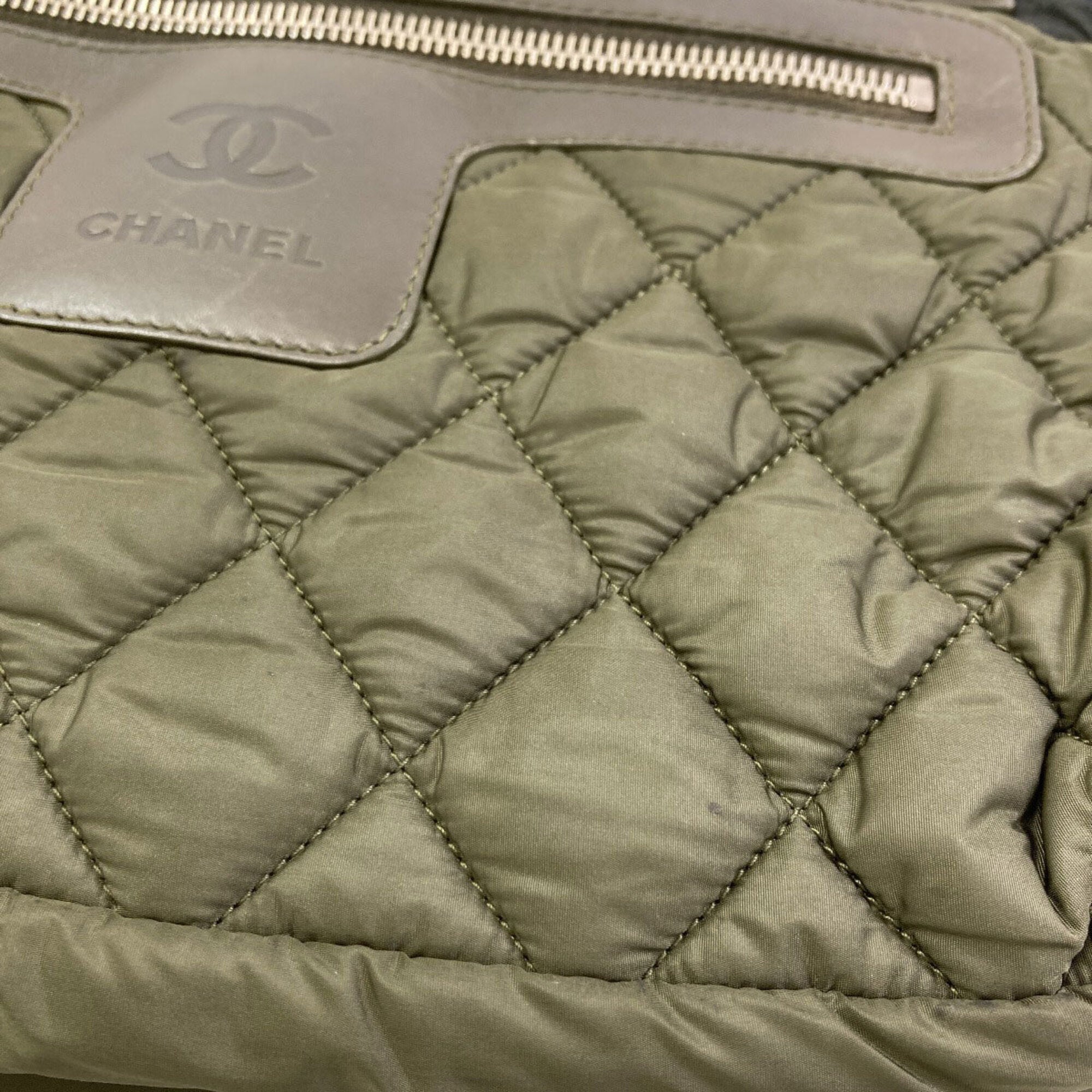 Chanel Khaki Nylon Handbag (Pre-Owned)