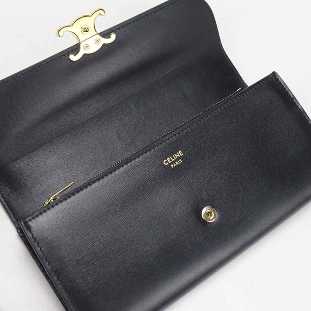 Celine Black Leather Long Wallet (Bi-Fold) (Pre-Owned)