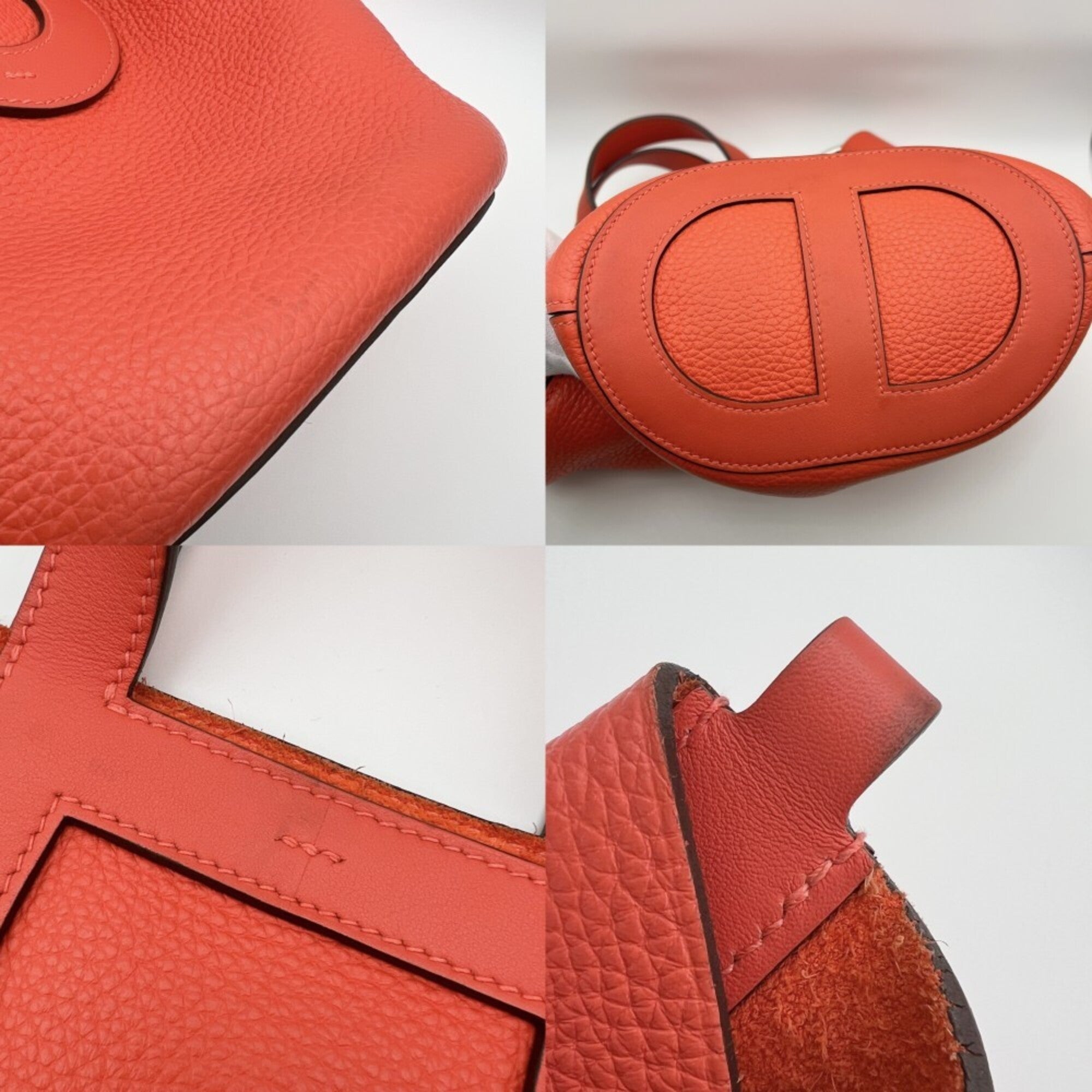 Hermes Orange Taurillon Clemence Leather Handbag (Pre-Owned)