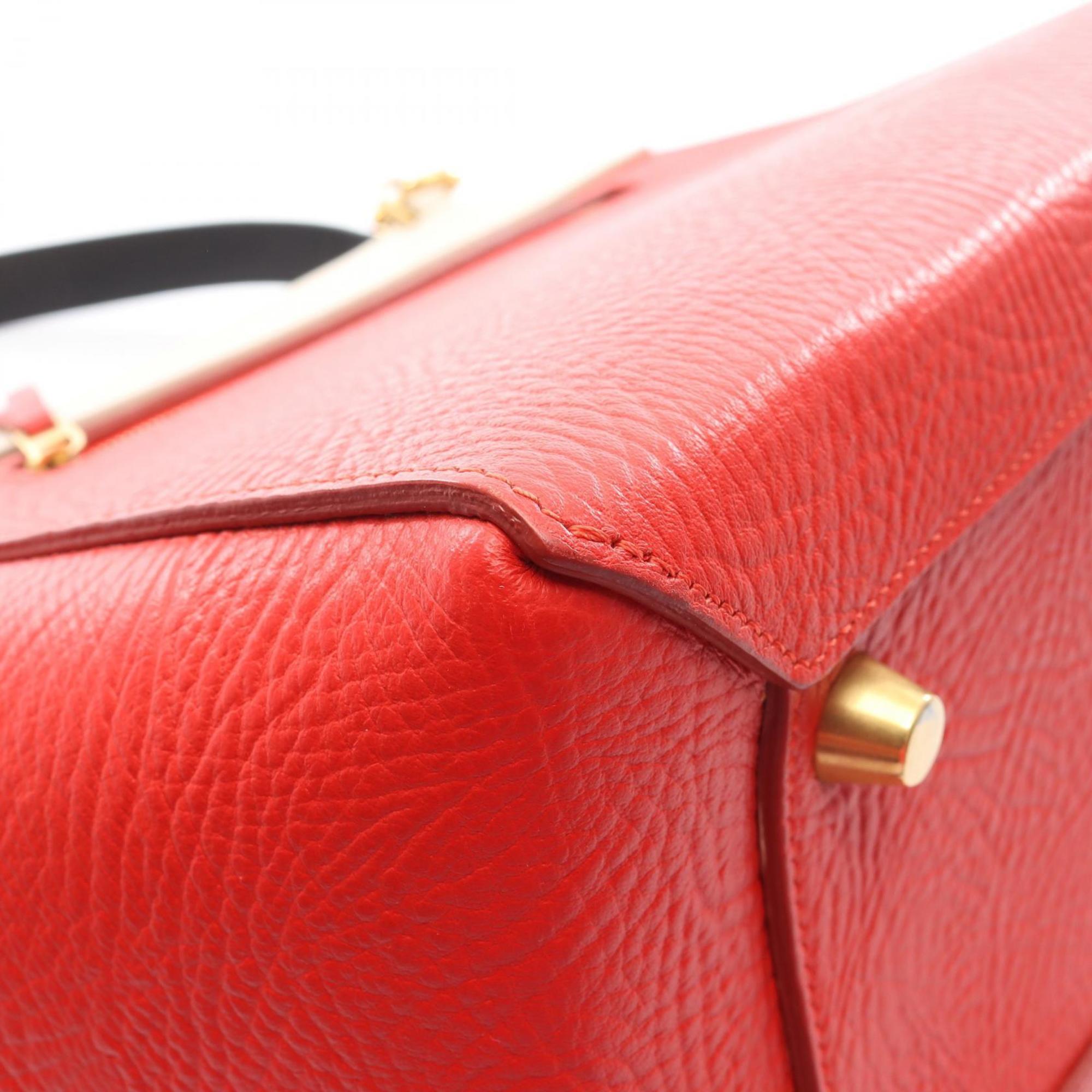 Celine Beige Black Red Color Leather Fanny Pack Handbag (Pre-Owned)
