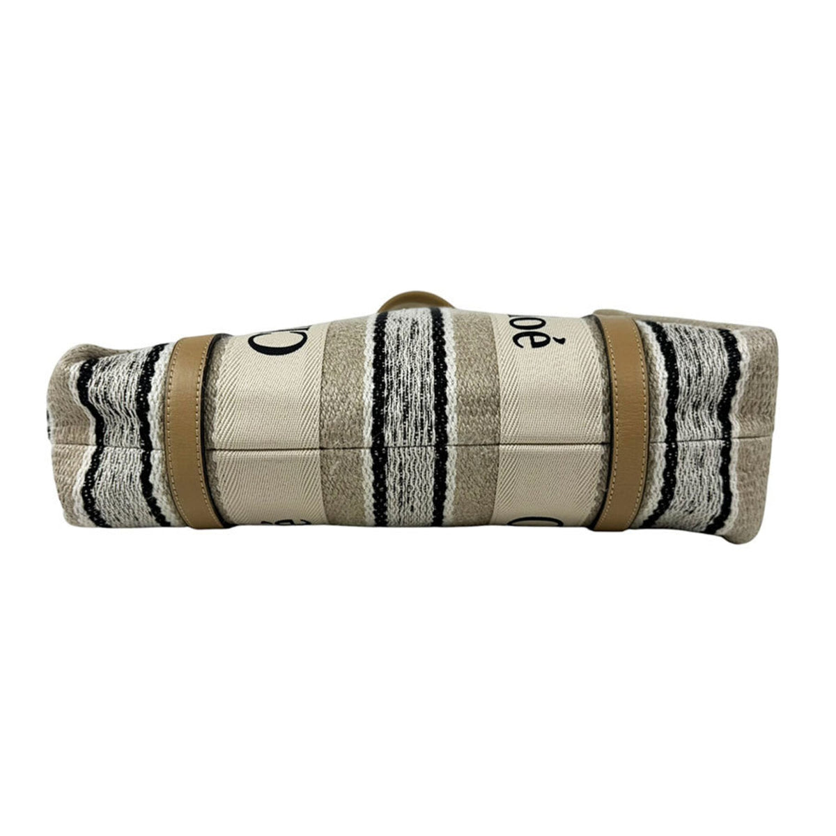 Chloé Beige Black Linen Tote Bag (Pre-Owned)