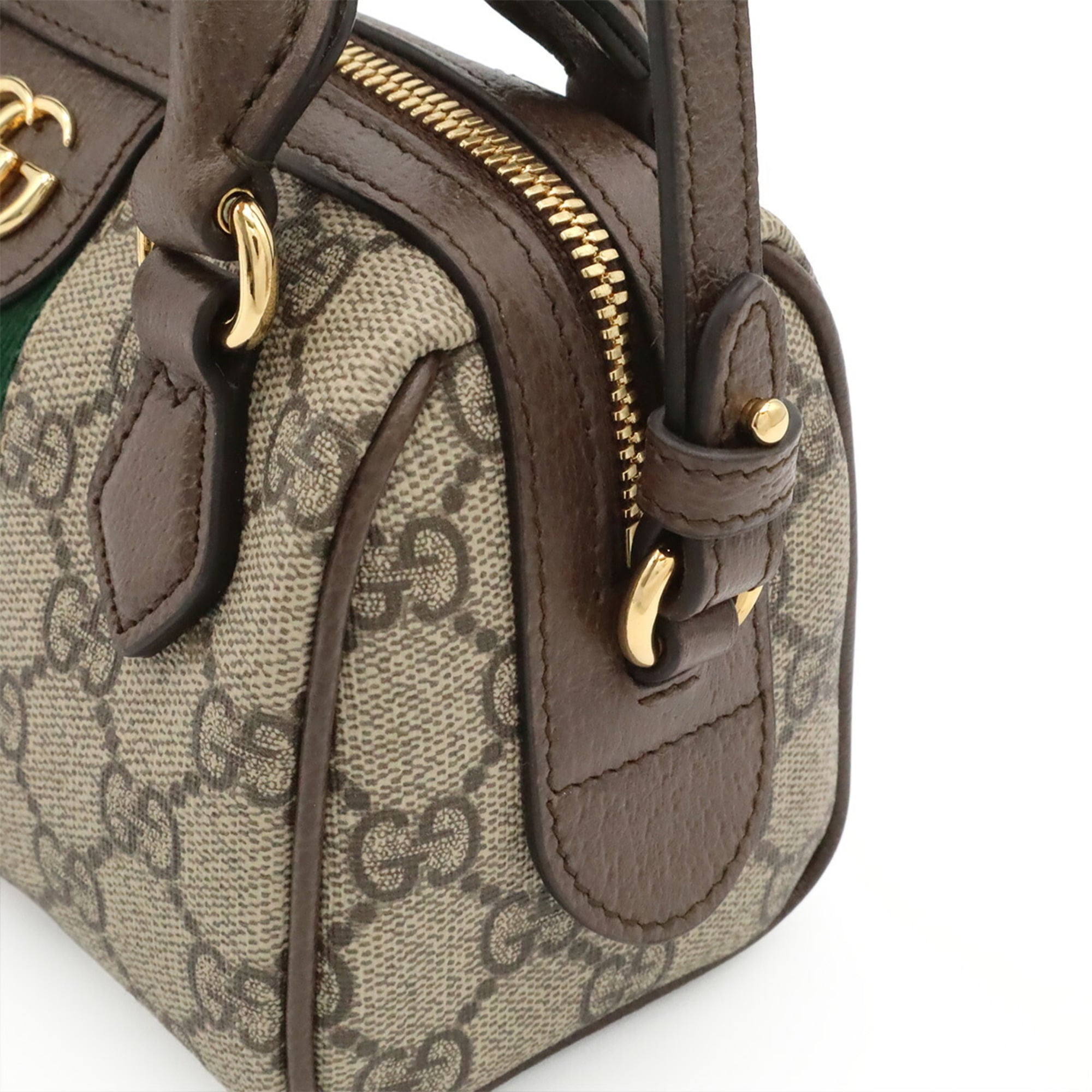 Gucci Beige Brown Green Gg Supreme Handbag Shoulder Bag (Pre-Owned)