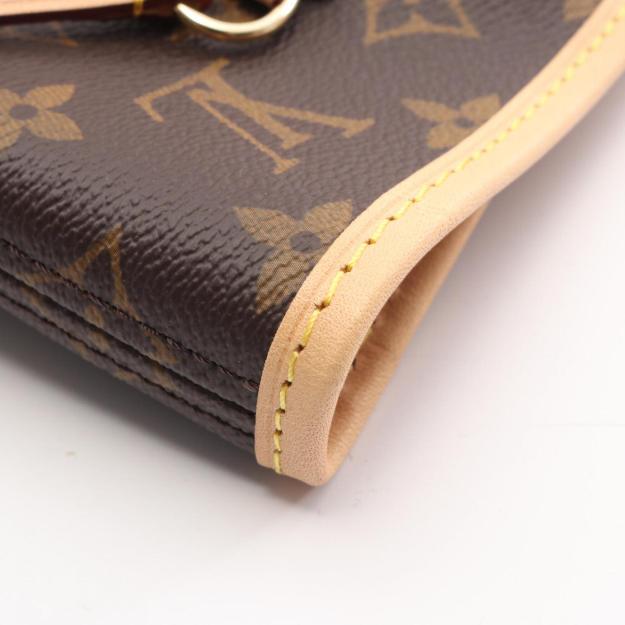 Louis Vuitton Brown Coated Canvas Leather Handbag Pouch Tote Bag (Pre-Owned)