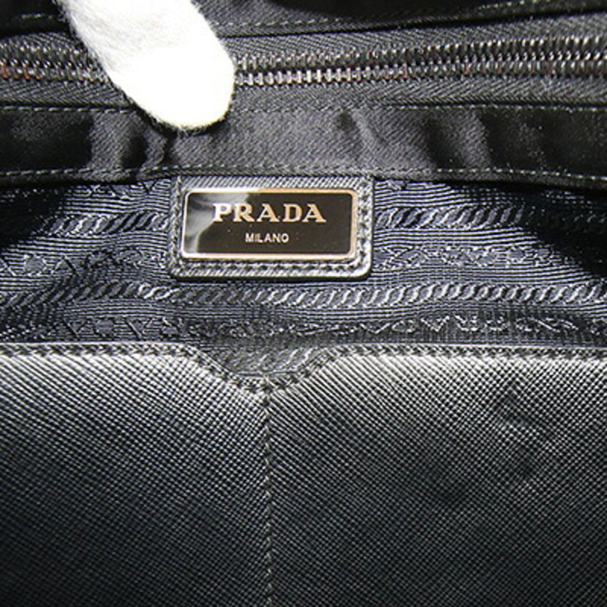 Prada Black White Nylon Shoulder Bag (Pre-Owned)