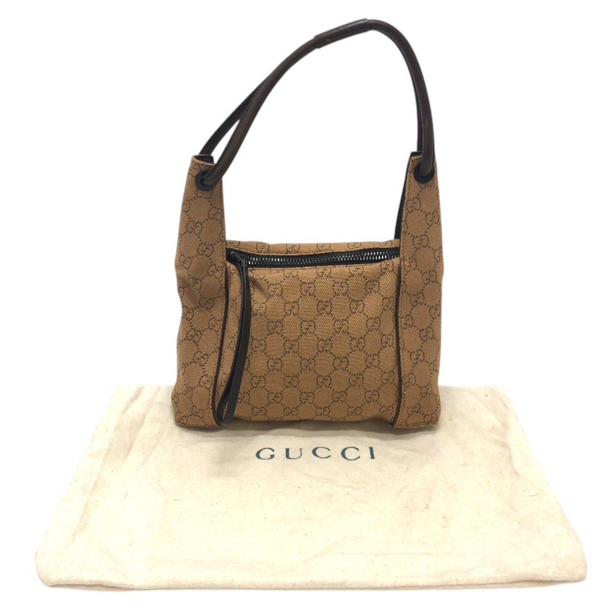 Gucci Beige Canvas Handbag Shoulder Bag (Pre-Owned)