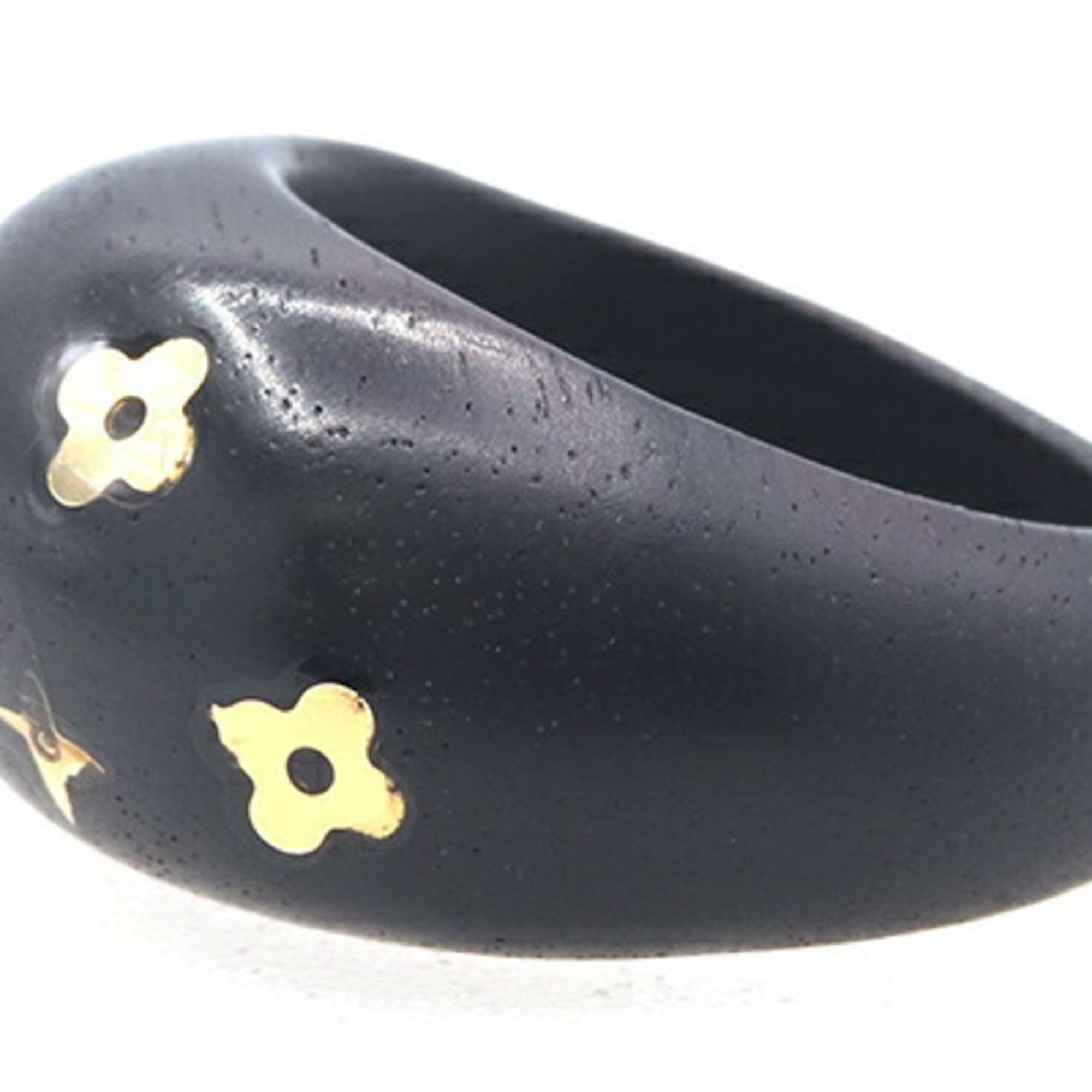 Louis Vuitton Gold Dark Brown Brass Wood Band Ring (Pre-Owned)