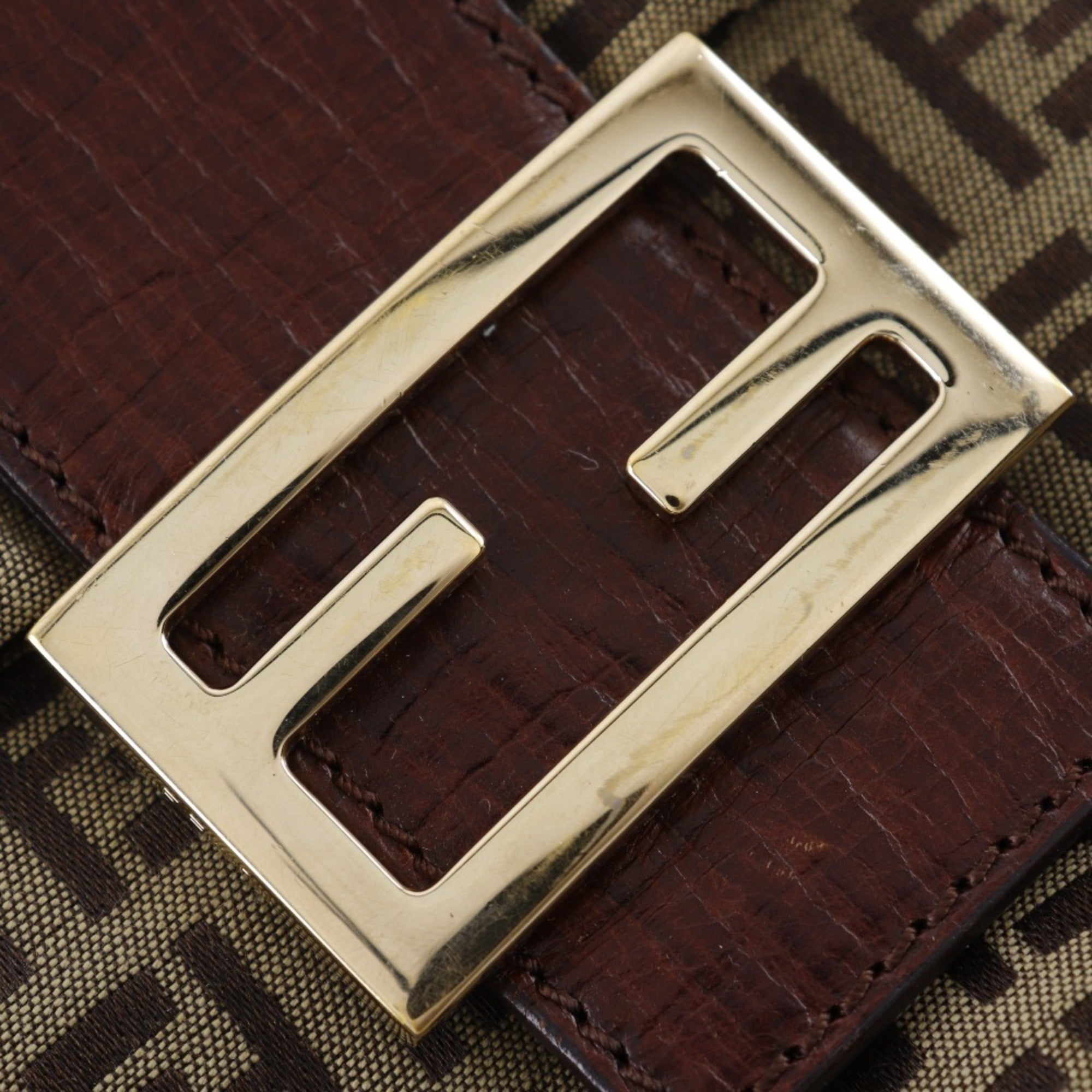Fendi Brown Nylon Canvas Shoulder Bag (Pre-Owned)