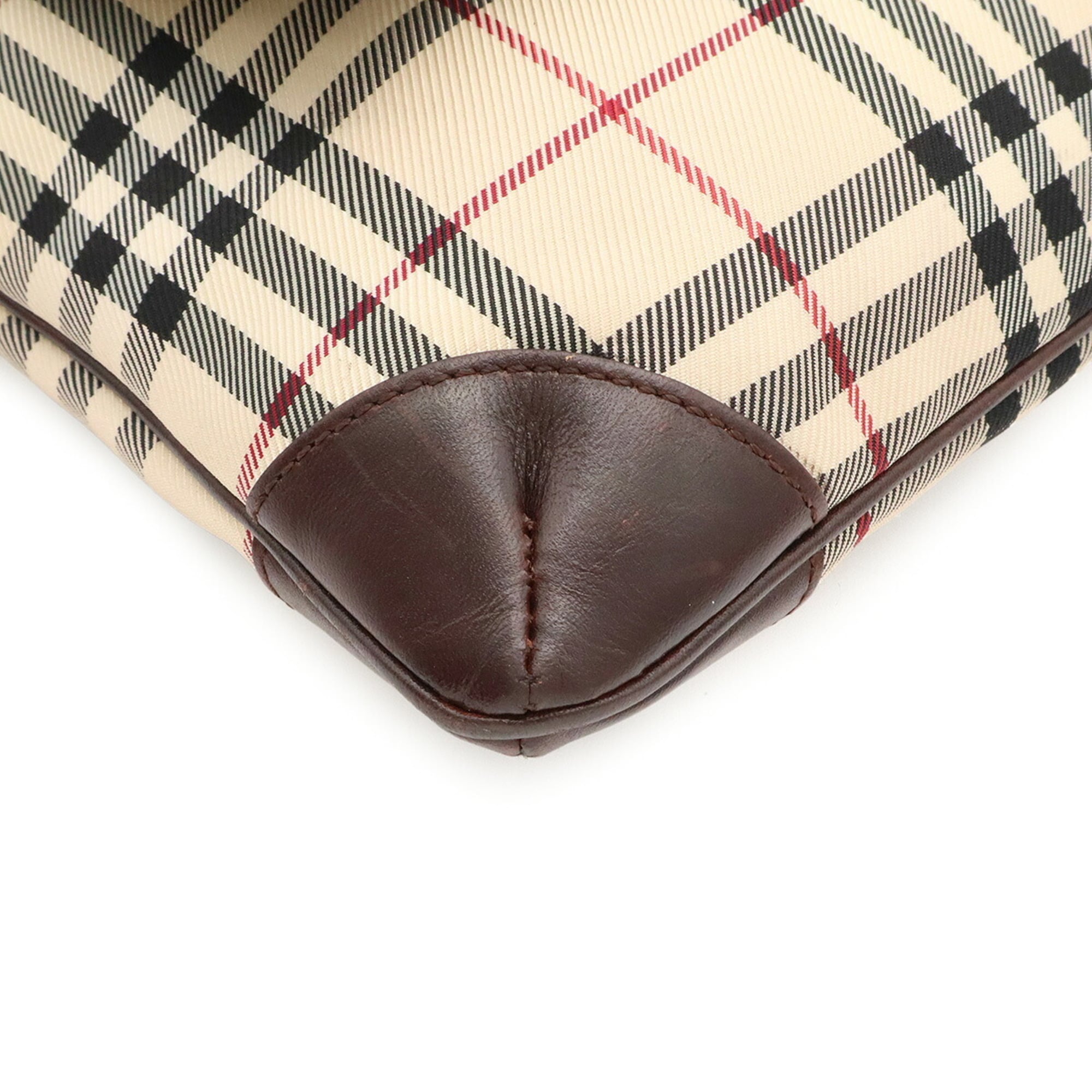 Burberry Beige Black Bordeaux Canvas Leather Shoulder Bag (Pre-Owned)
