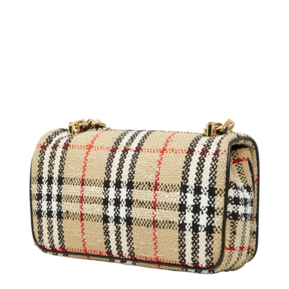 Burberry Beige Tweed Leather Shoulder Bag (Pre-Owned)