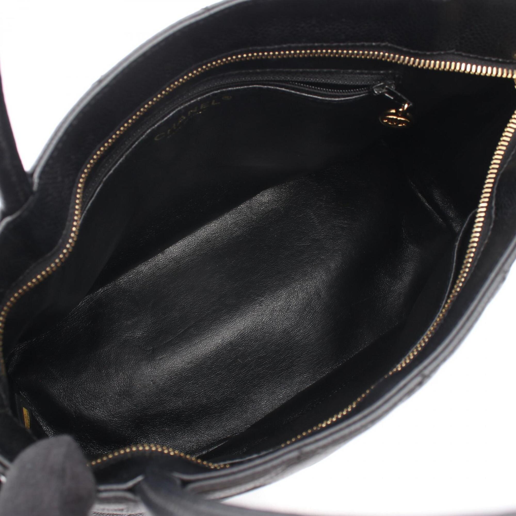 Chanel Black Grained Calfskin Handbag Tote Bag (Pre-Owned)