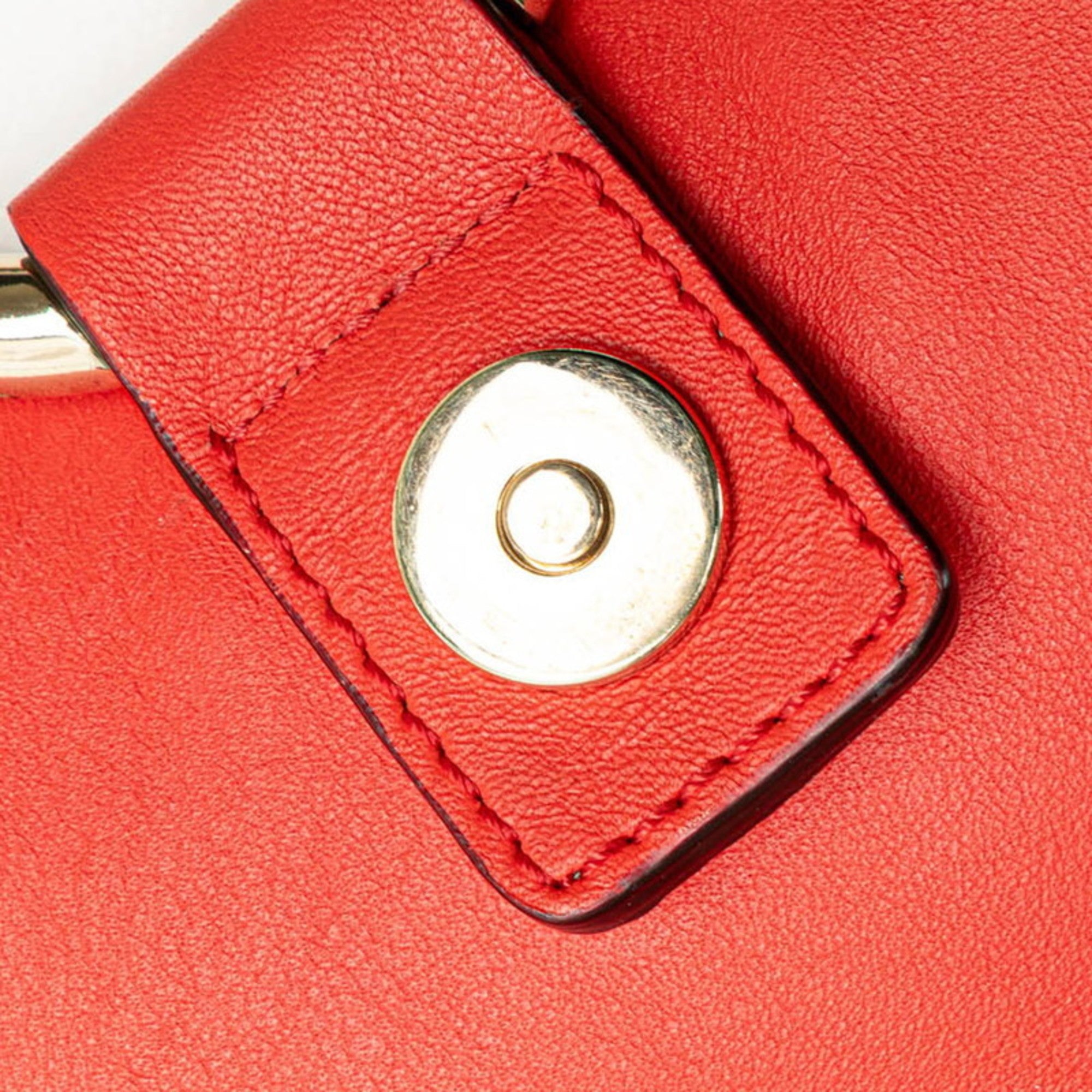 Chloé Red Color Leather Suede Shoulder Bag (Pre-Owned)