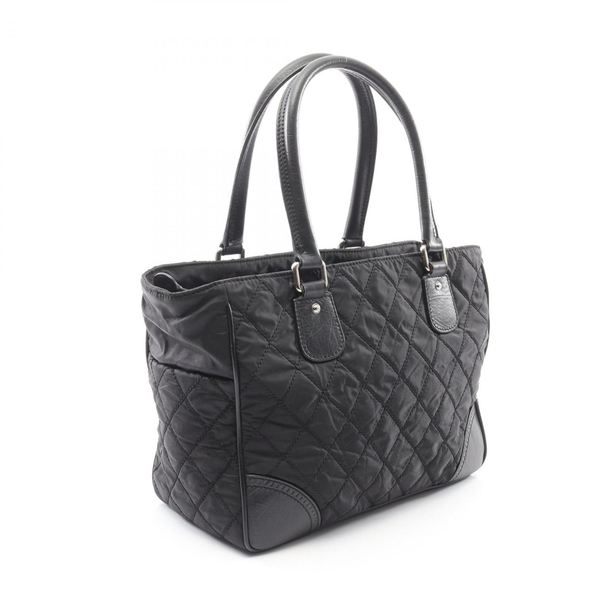 Chanel Black Nylon Leather Handbag Tote Bag (Pre-Owned)