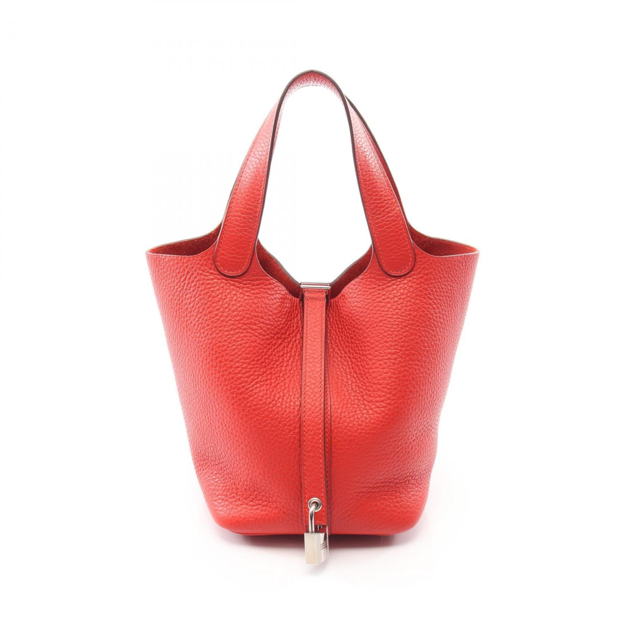 Hermes Picotin Red Color Taurillon Clemence Leather Handbag (Pre-Owned)