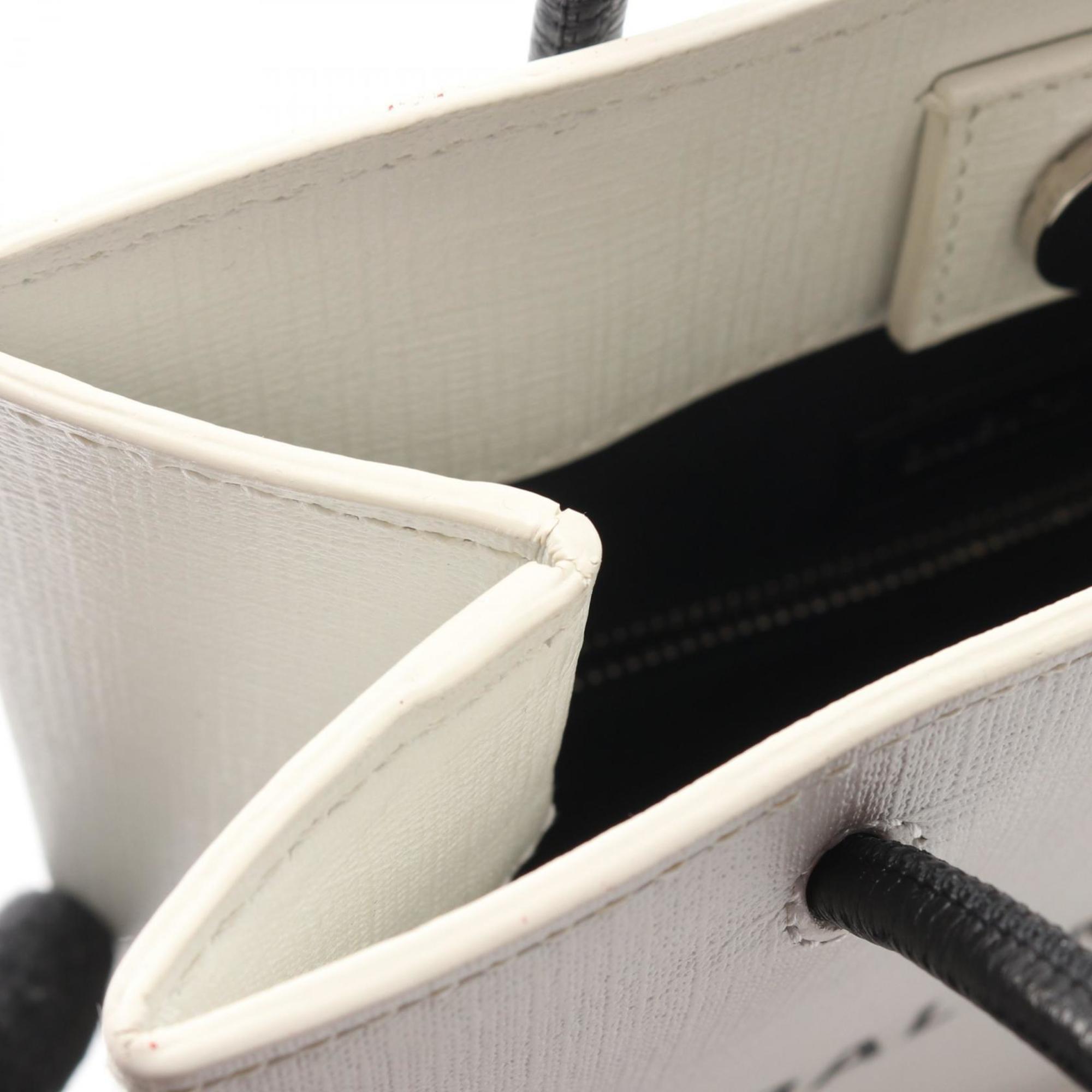Balenciaga Black White Coated Canvas Leather Handbag (Pre-Owned)
