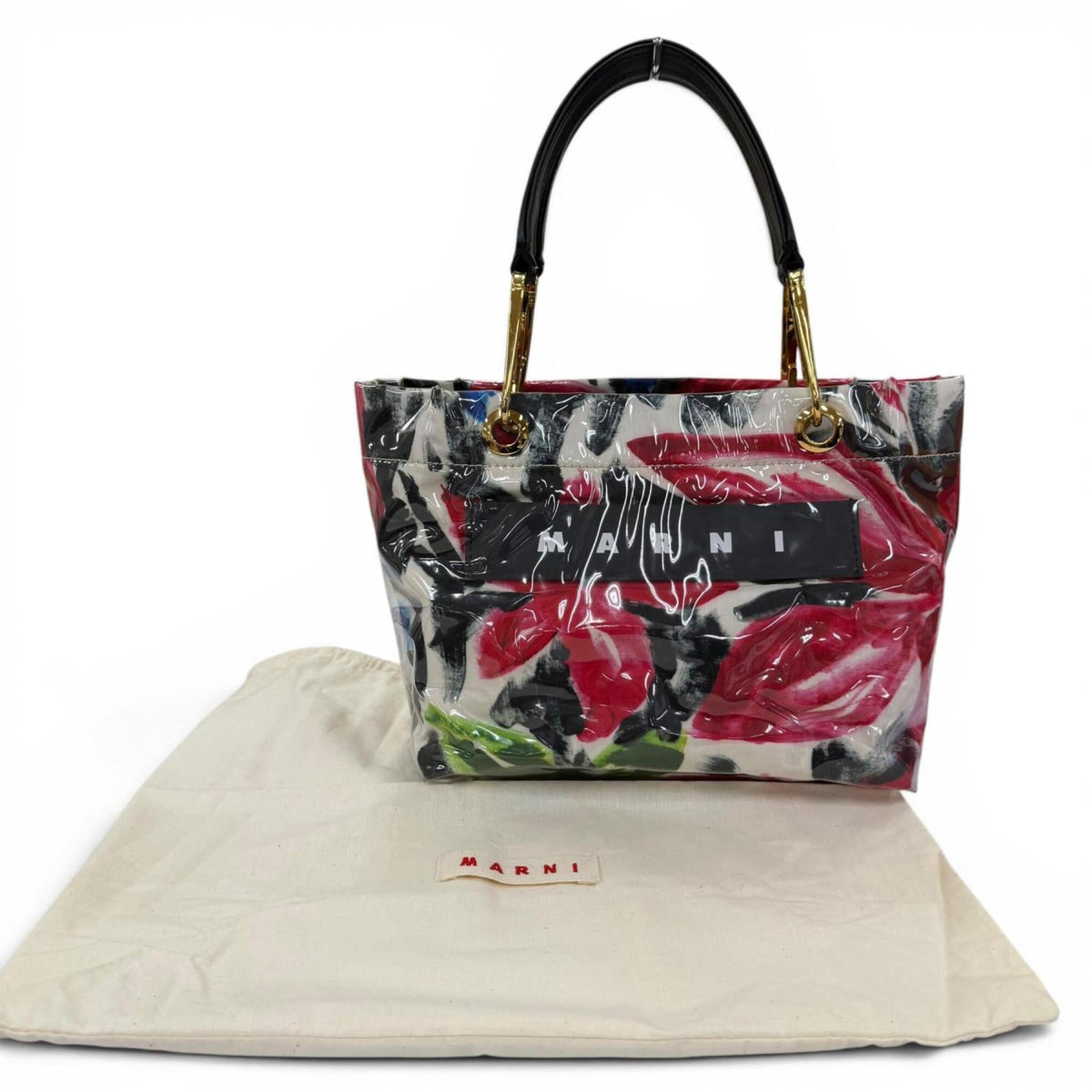 Marni Multi-Color Polyester Leather Brass Cotton Handbag (Pre-Owned)